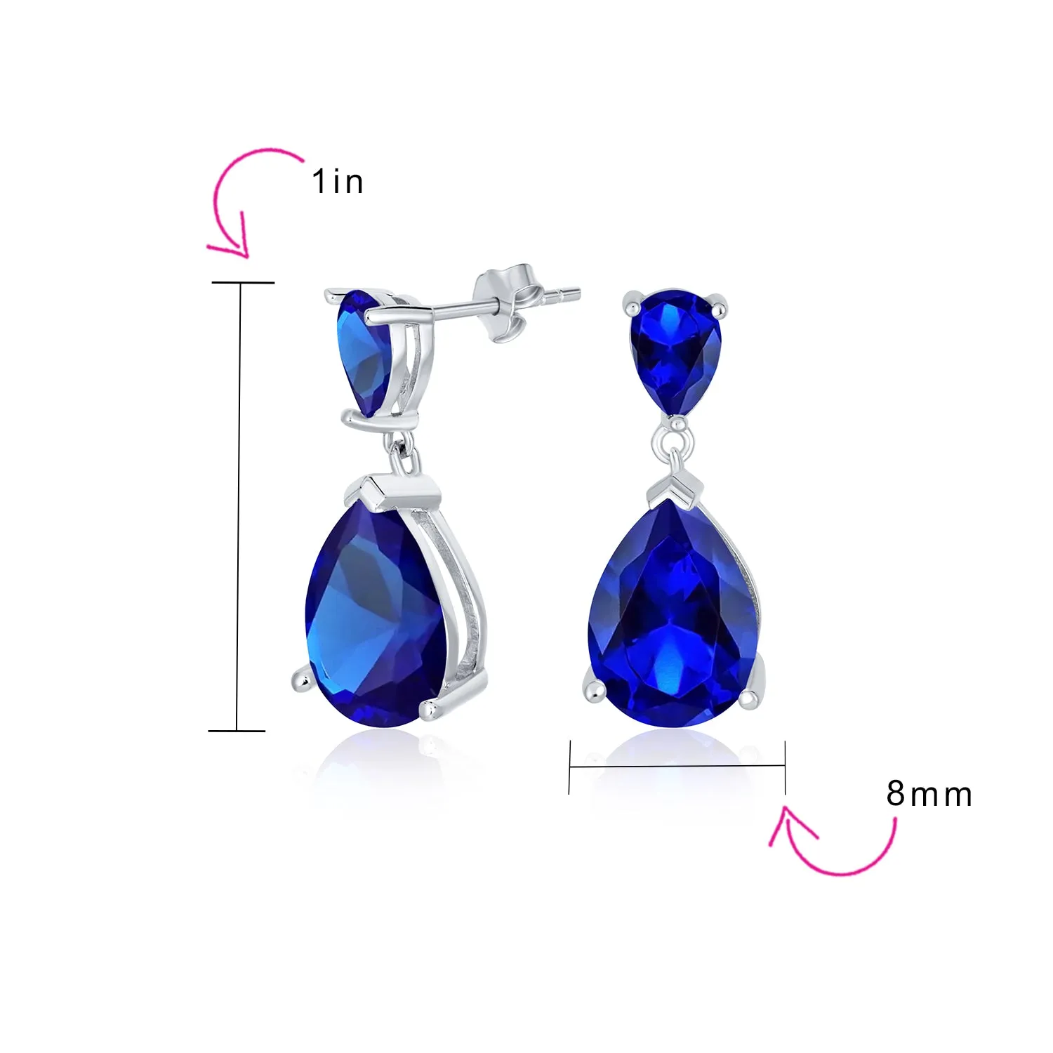 Bridal AAA CZ Teardrop Drop Earring Gold Plated Sterling Silver 12MM