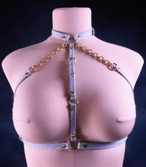 BUST HARNESS - Slate Leather & Gold _ LIMITED _