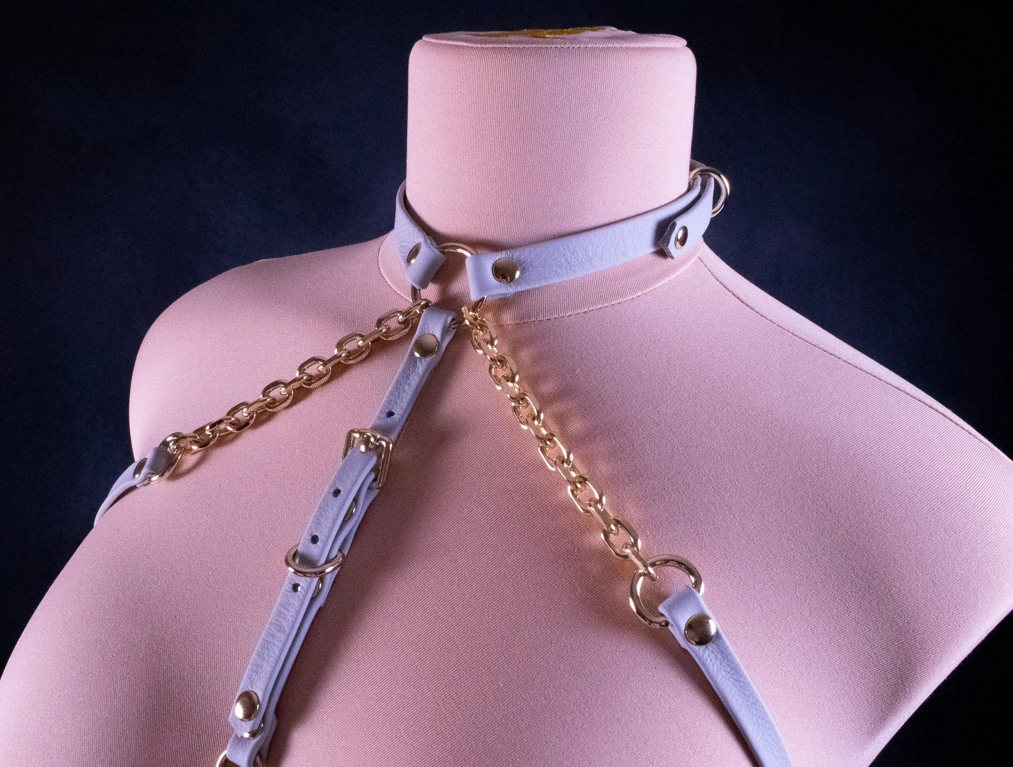 BUST HARNESS - Slate Leather & Gold _ LIMITED _