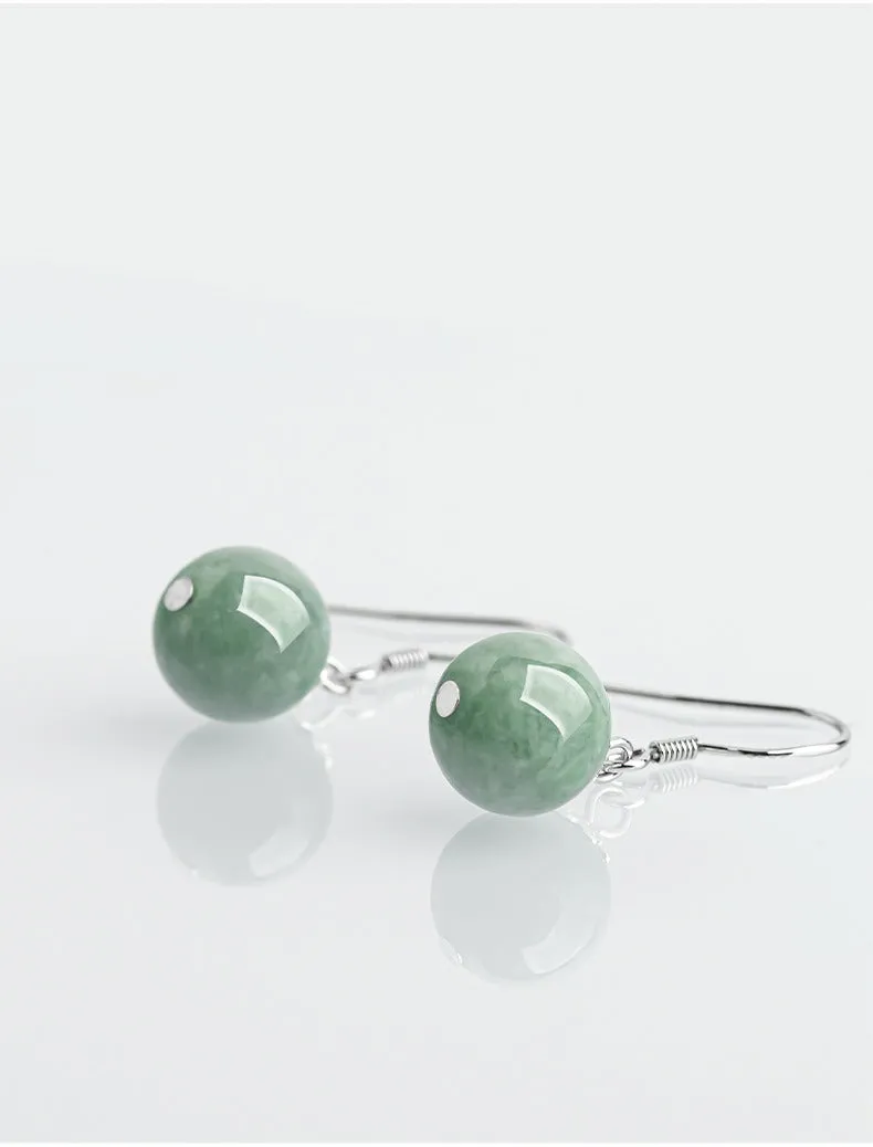 Certified Natural Jadeite Real Jade Earrings Jade teardrop earring S925 Silver Inlay, Hypoallergenic and Handcrafted Jewelry wit