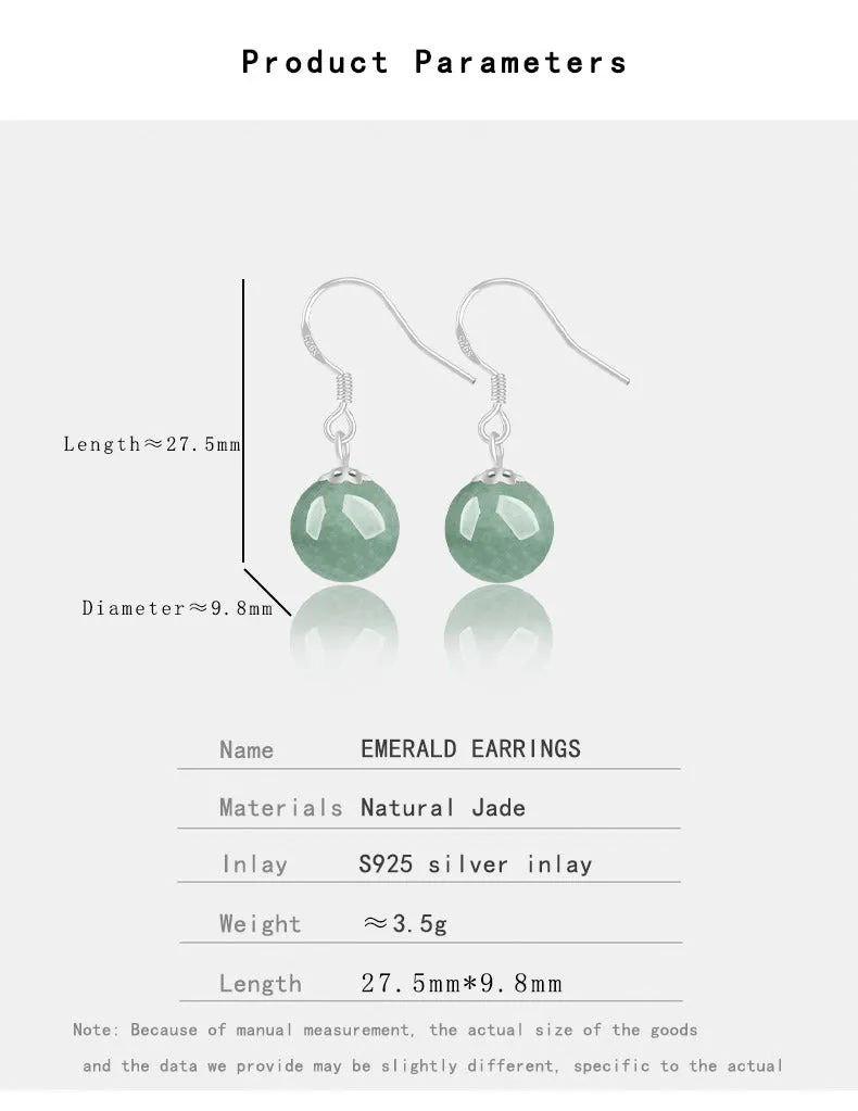 Certified Natural Jadeite Real Jade Earrings Jade teardrop earring S925 Silver Inlay, Hypoallergenic and Handcrafted Jewelry wit