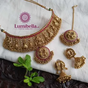 Choker Sets With Swayamvara Matte Gold Polish