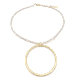 Circle of Love on Palest Pink Crystal Necklace