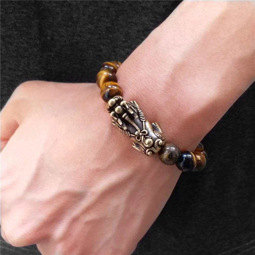 Copper Pixiu Feng Shui Tiger Eye Bracelet