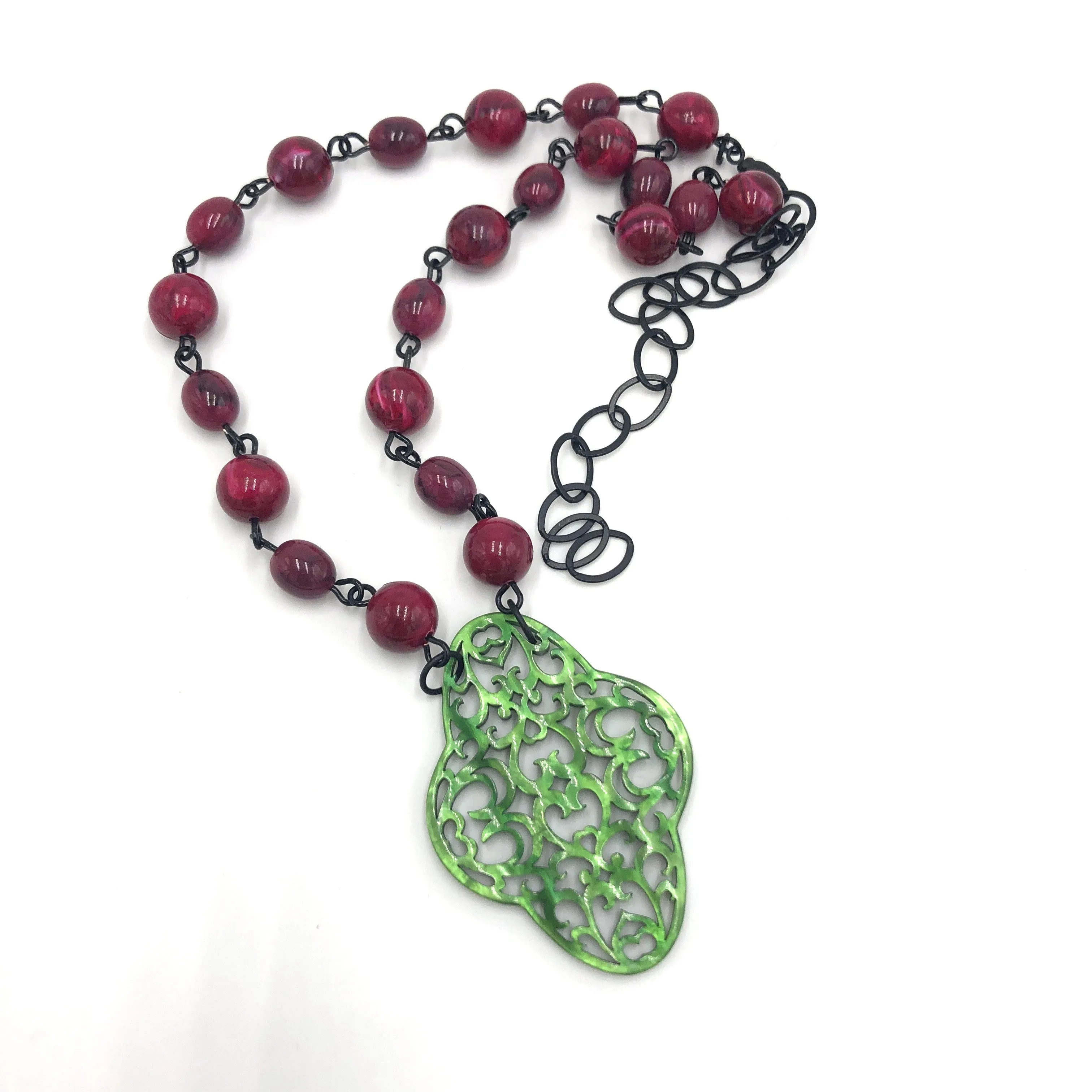 Cranberry & Emerald Aleta Necklace