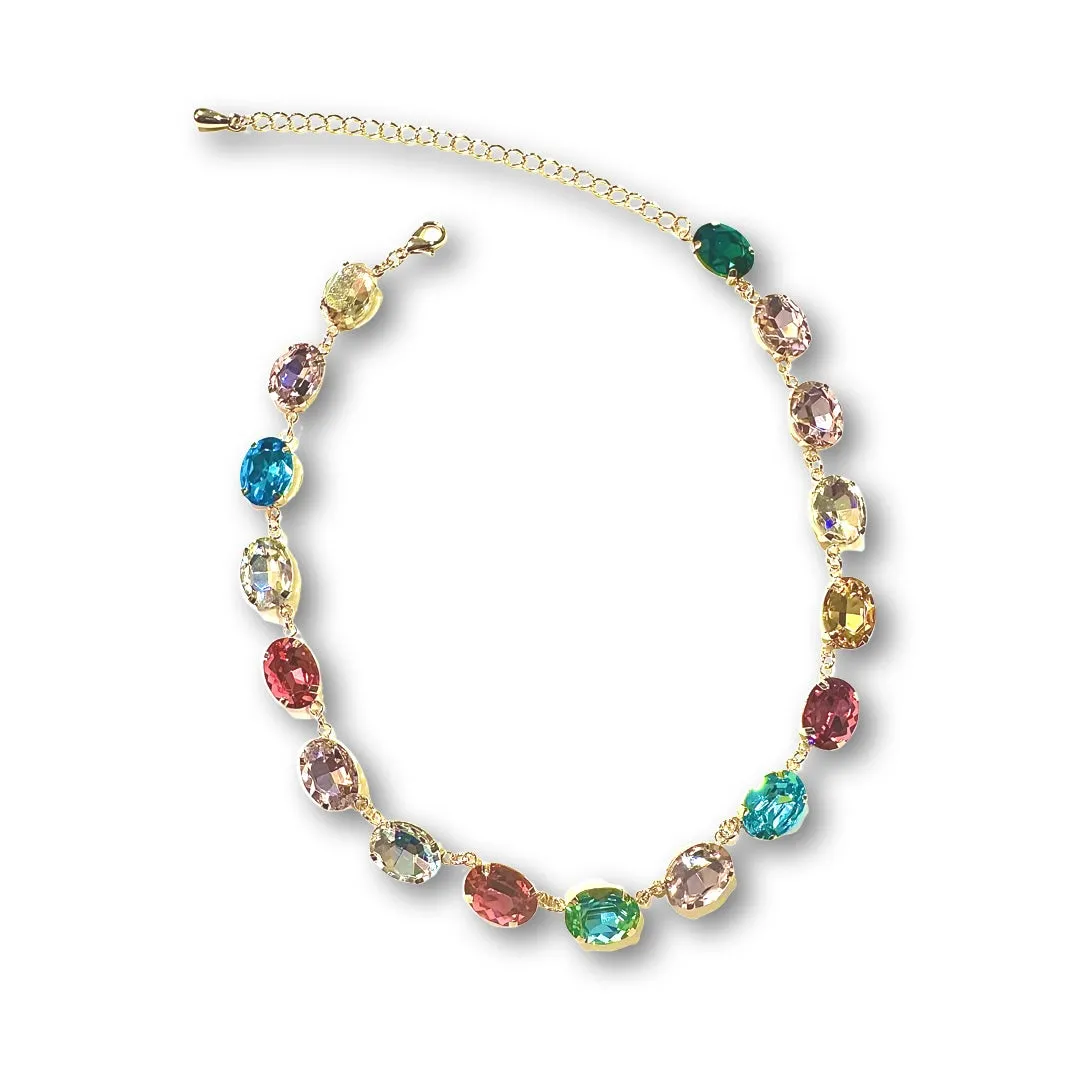 Crystie Color Oval Statement Necklace