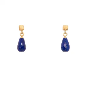 Cube Post Earrings Lapis 24K Fair Trade Gold Vermeil