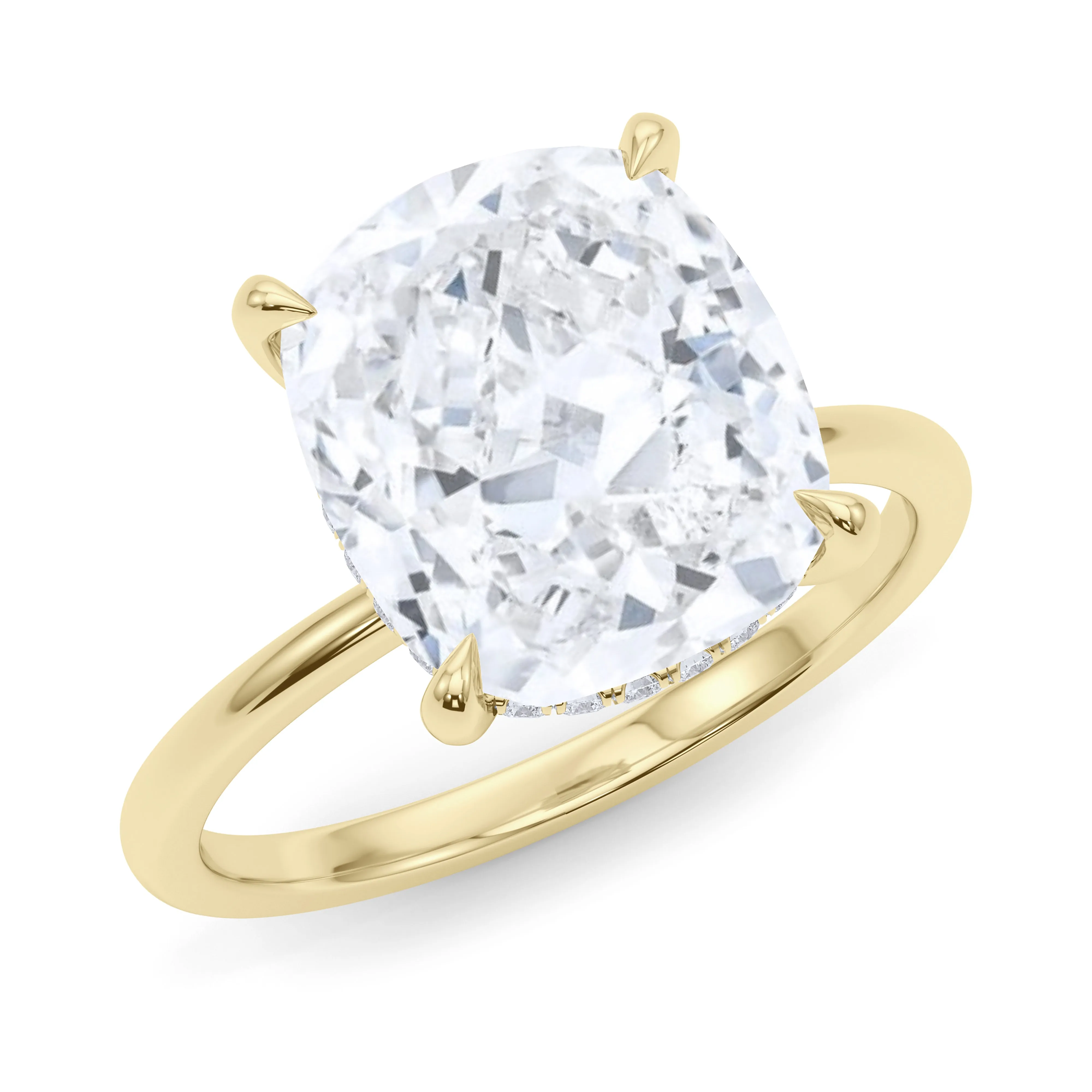 Cushion Cut Hidden Halo Diamond Ring