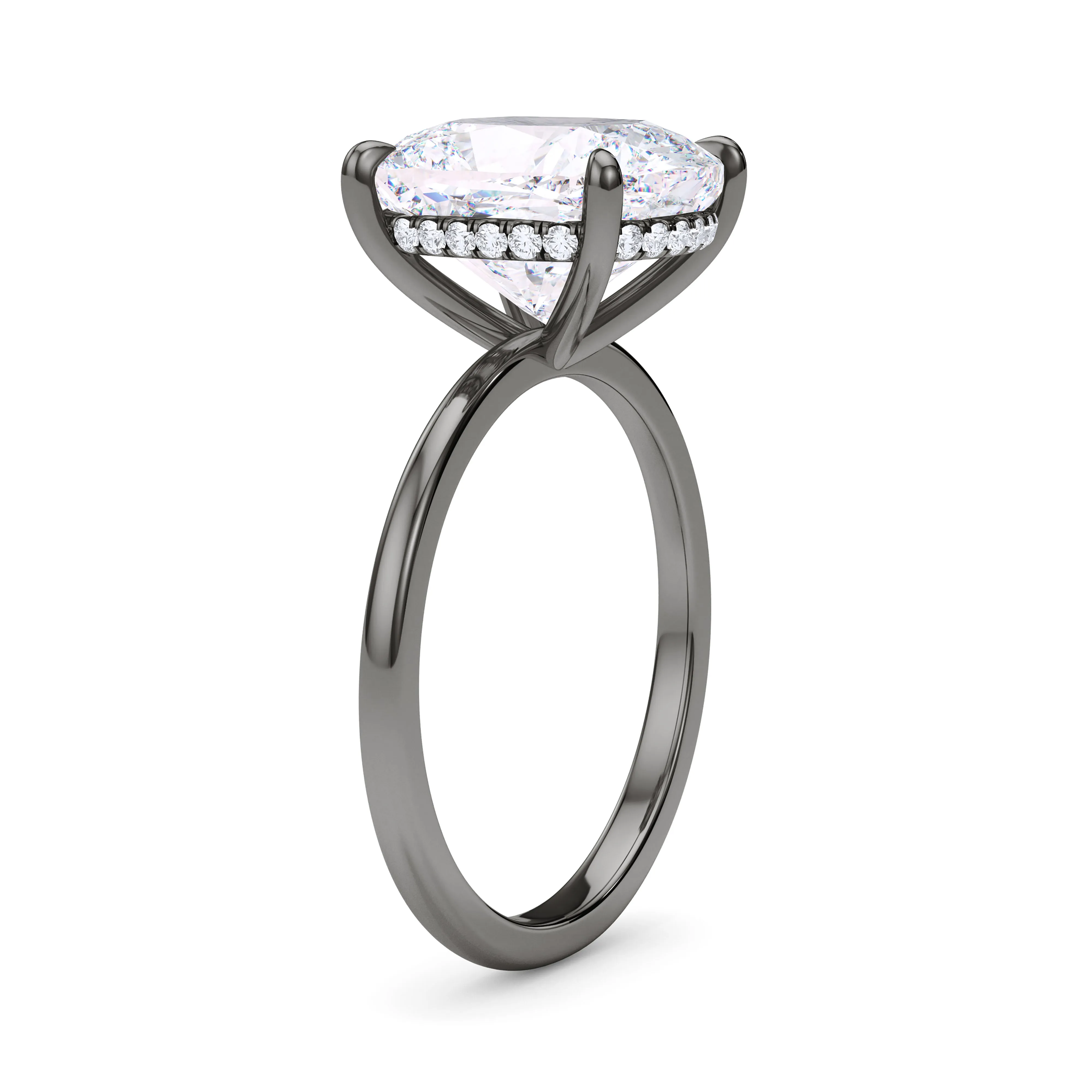 Cushion Cut Hidden Halo Diamond Ring