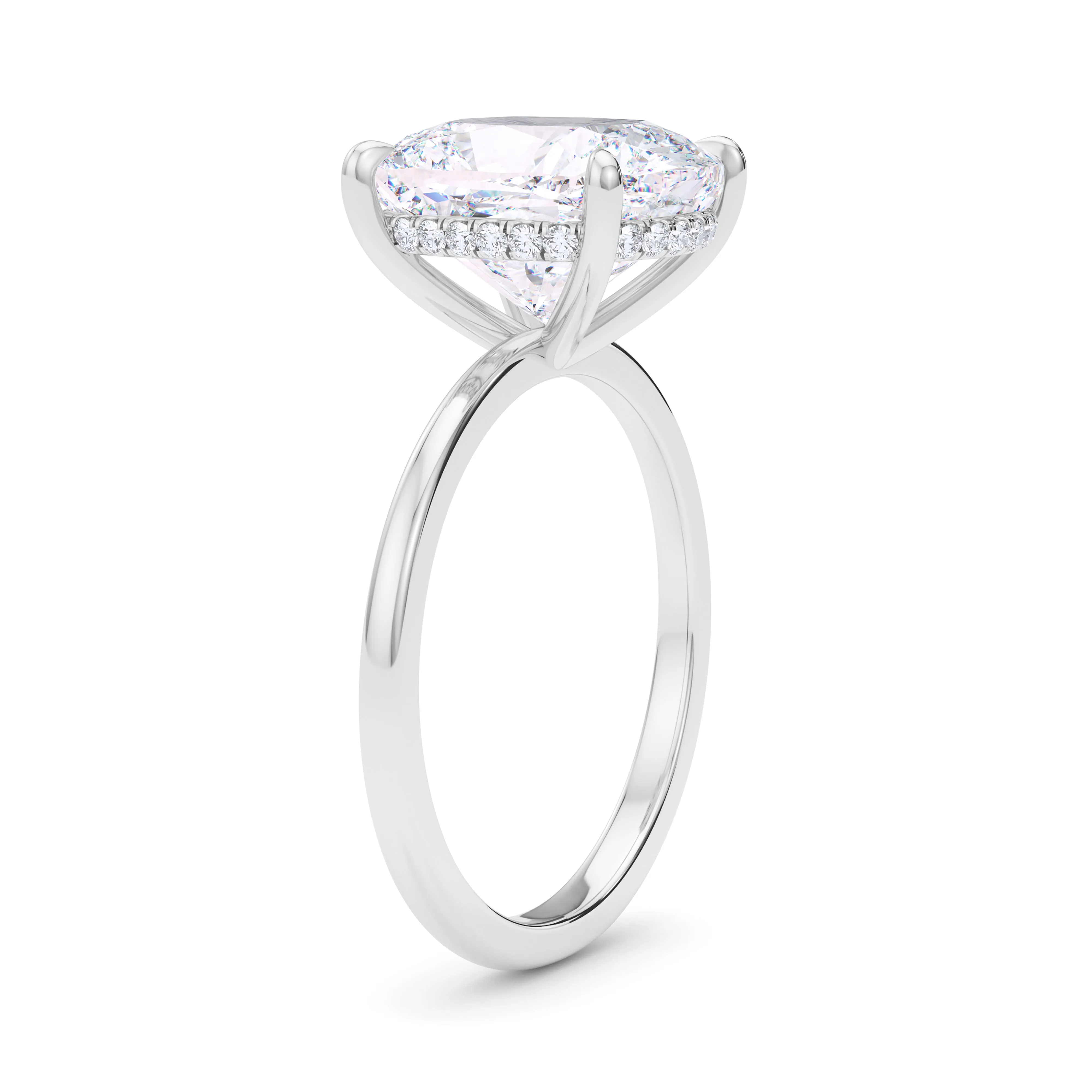 Cushion Cut Hidden Halo Diamond Ring