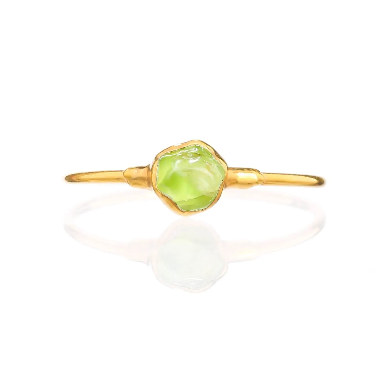 Dainty Raw Peridot Ring