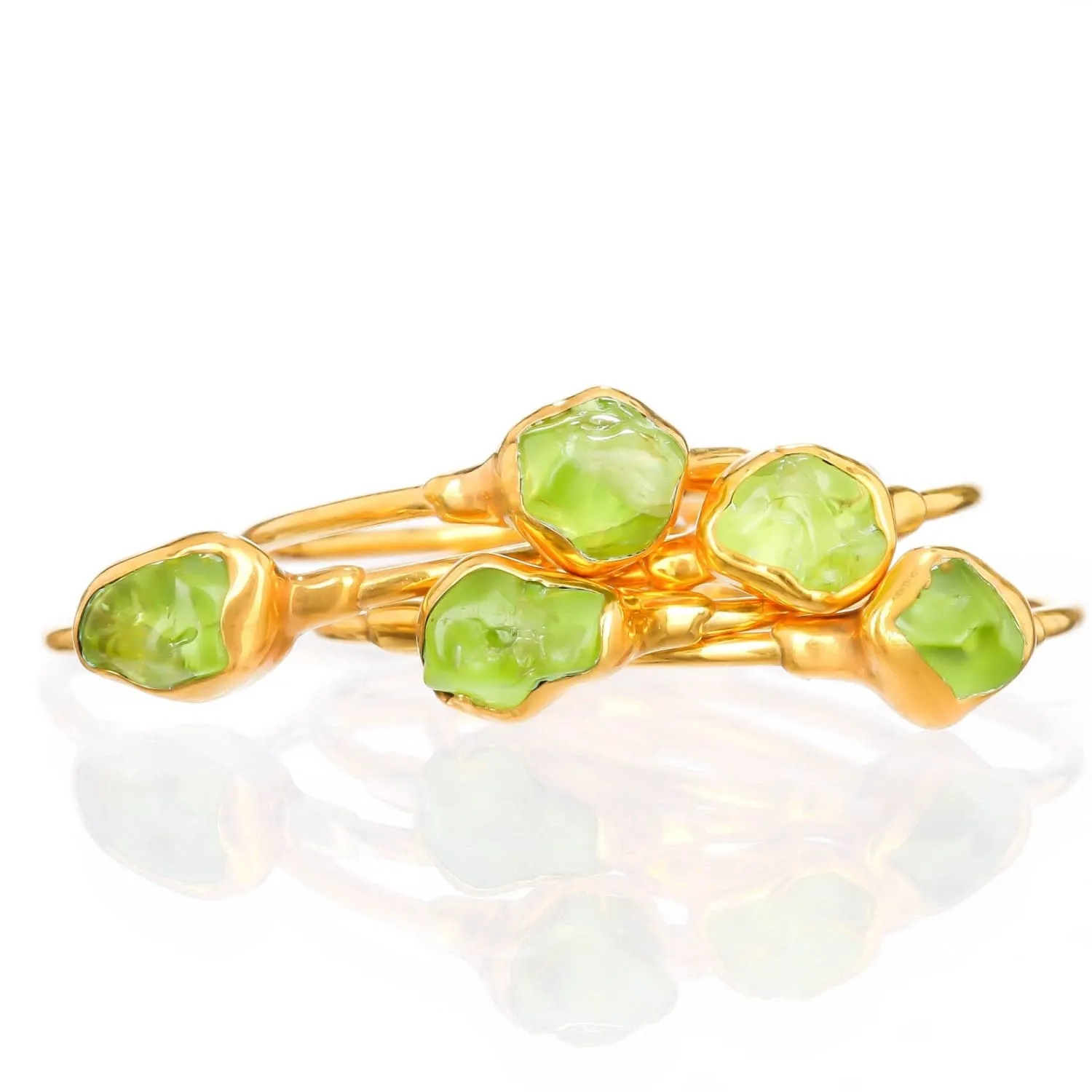 Dainty Raw Peridot Ring