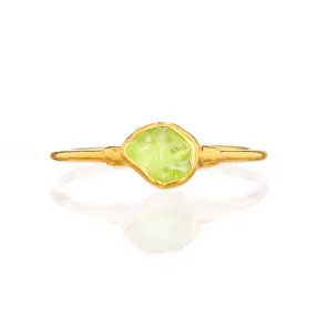 Dainty Raw Peridot Ring