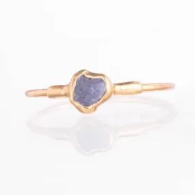 Dainty Raw Tanzanite Ring in Yellow Gold