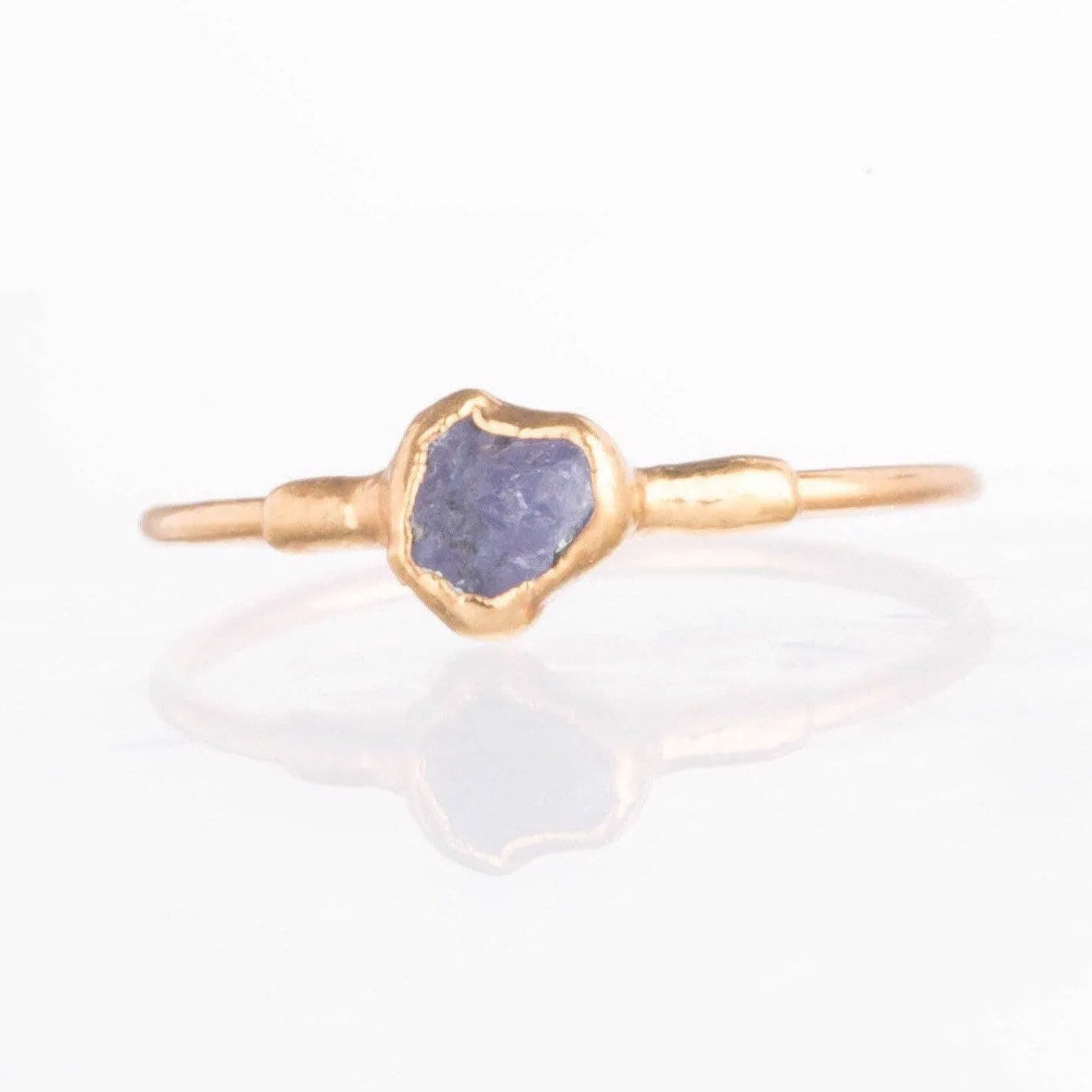 Dainty Raw Tanzanite Ring in Yellow Gold