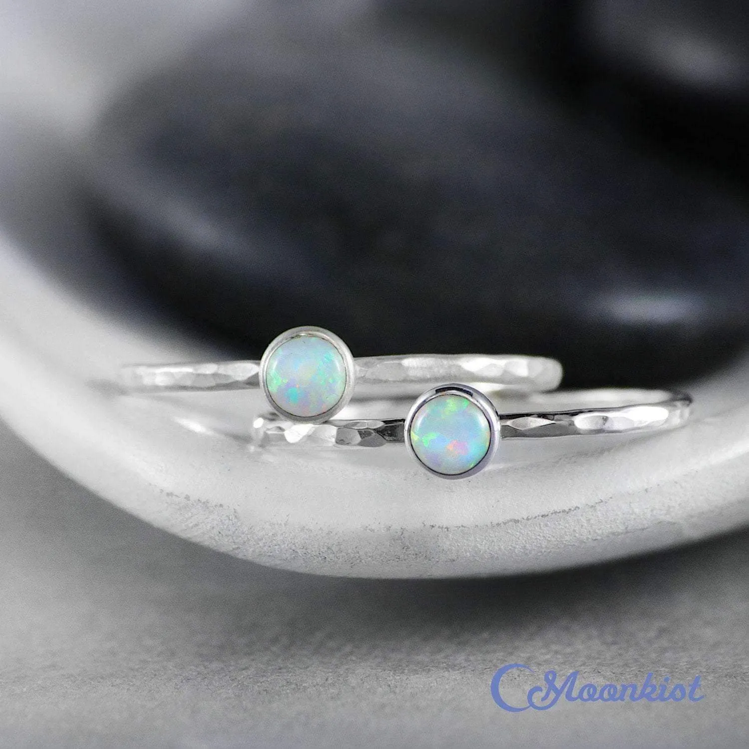 Dainty Silver Opal Pinky Ring | Moonkist Designs