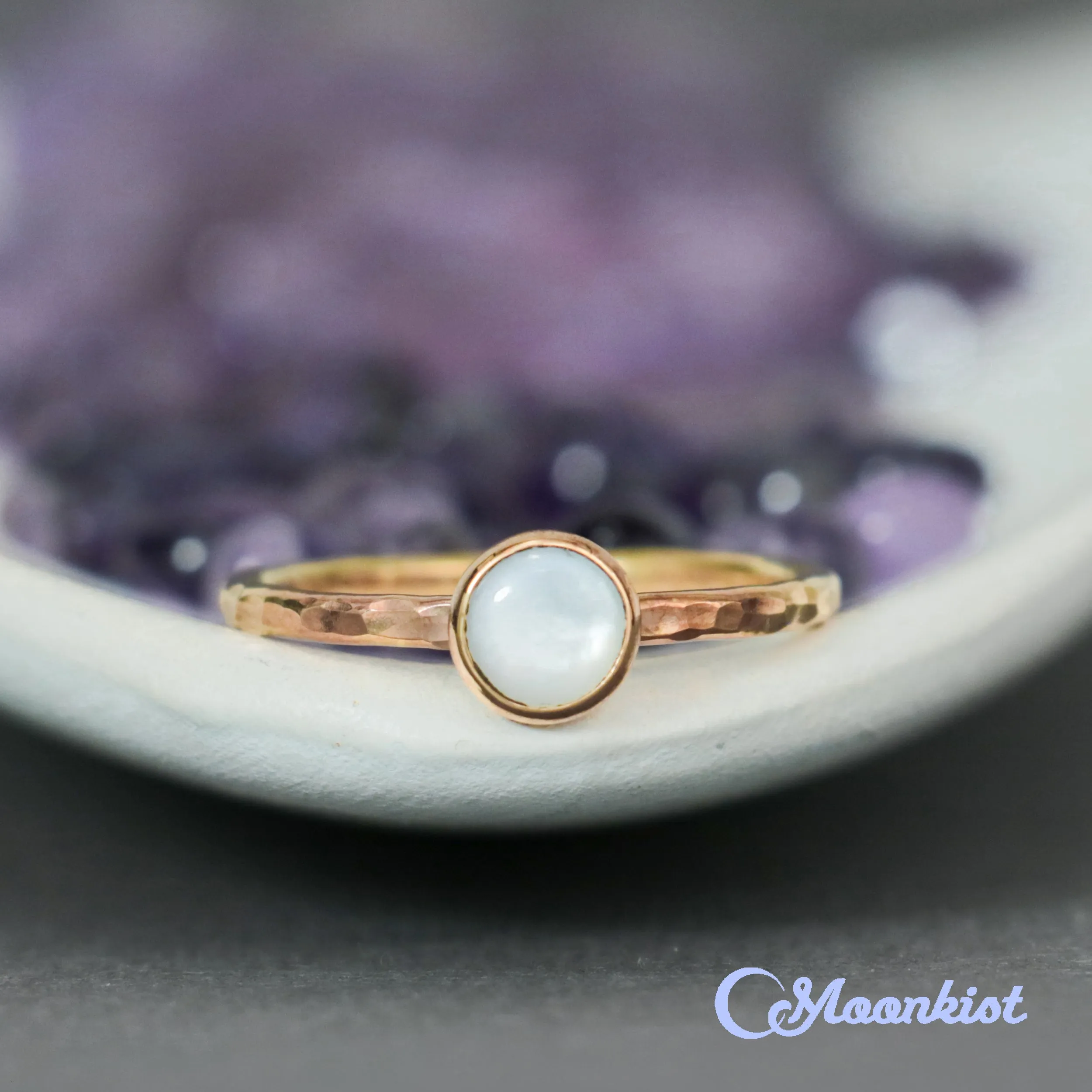 Delicate 14 K Gold Filled Pearl Stacking Promise Ring | Moonkist Designs