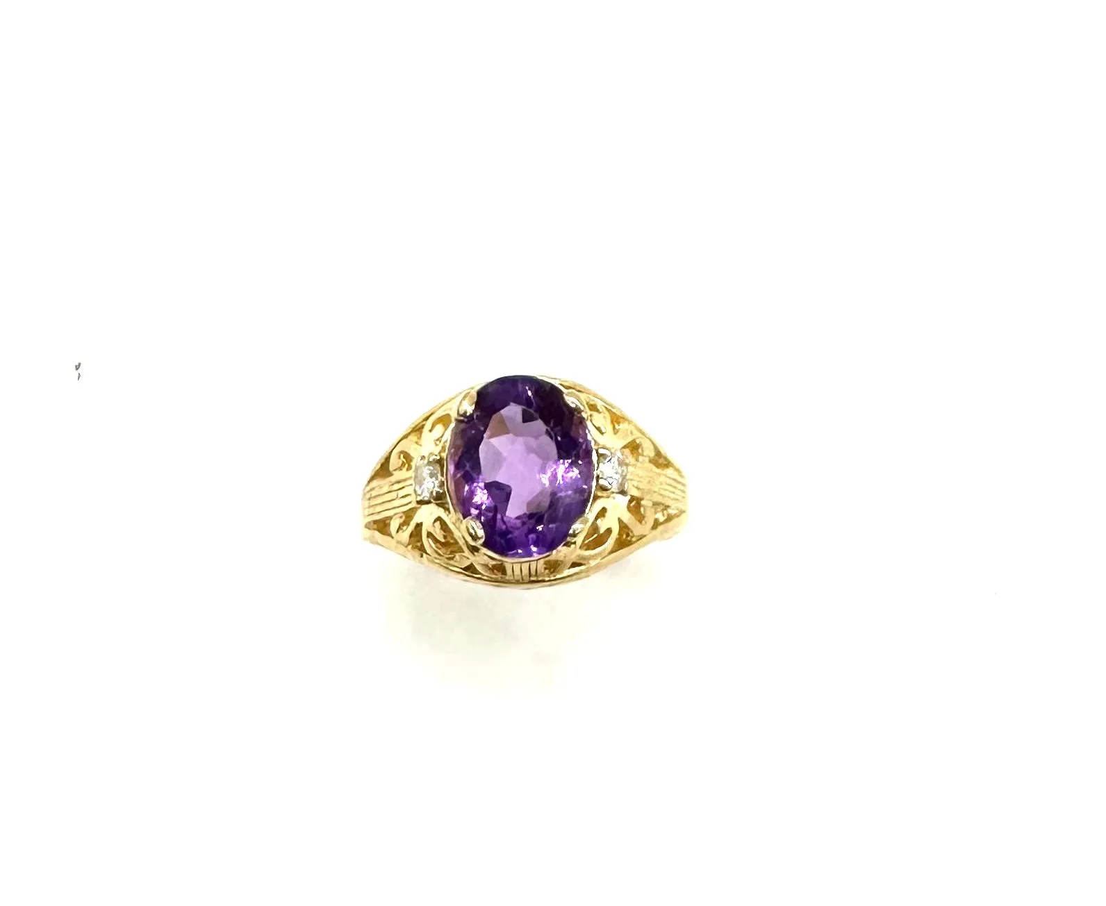 Diamond Accented Amethyst Filigree Ring