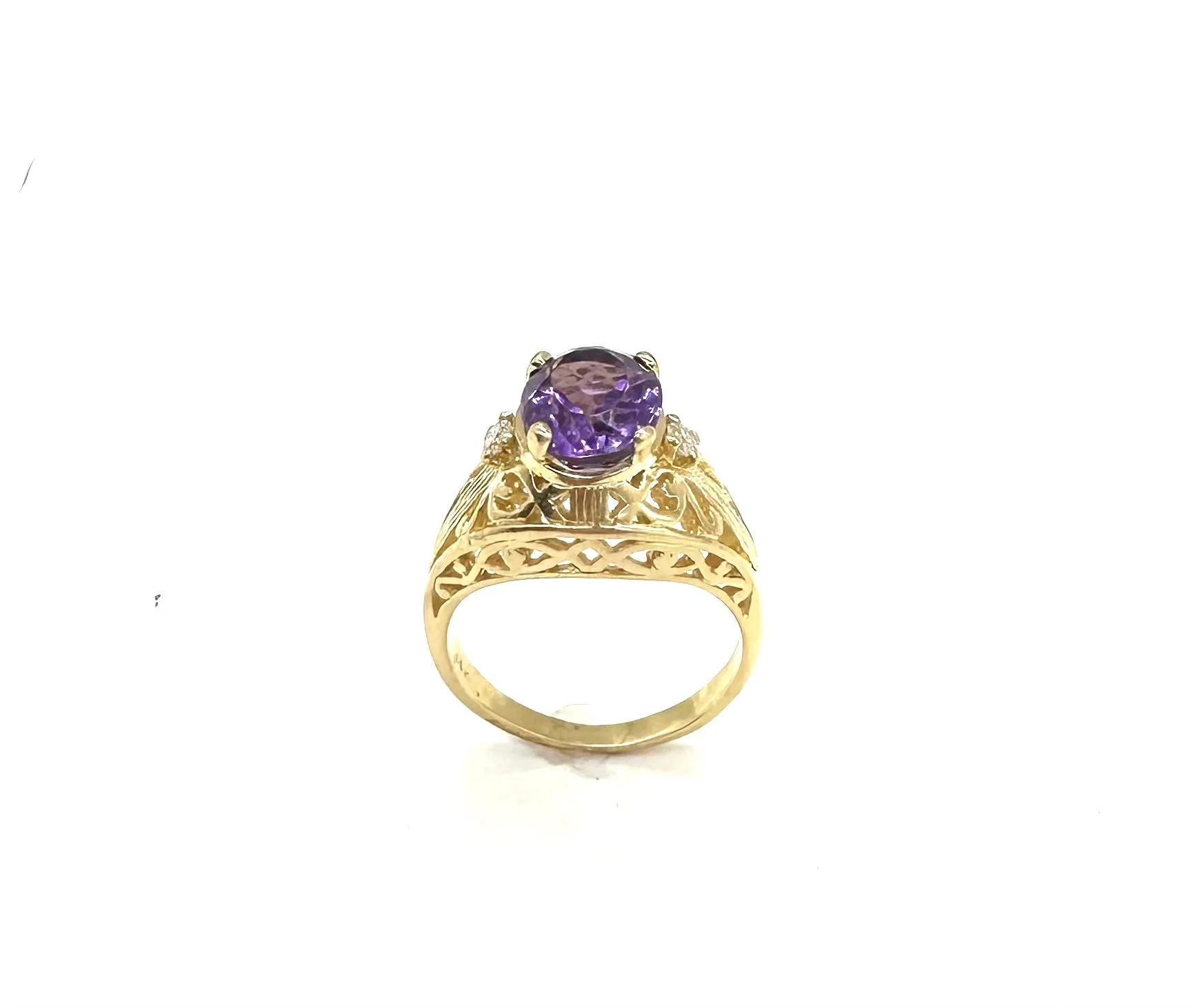 Diamond Accented Amethyst Filigree Ring