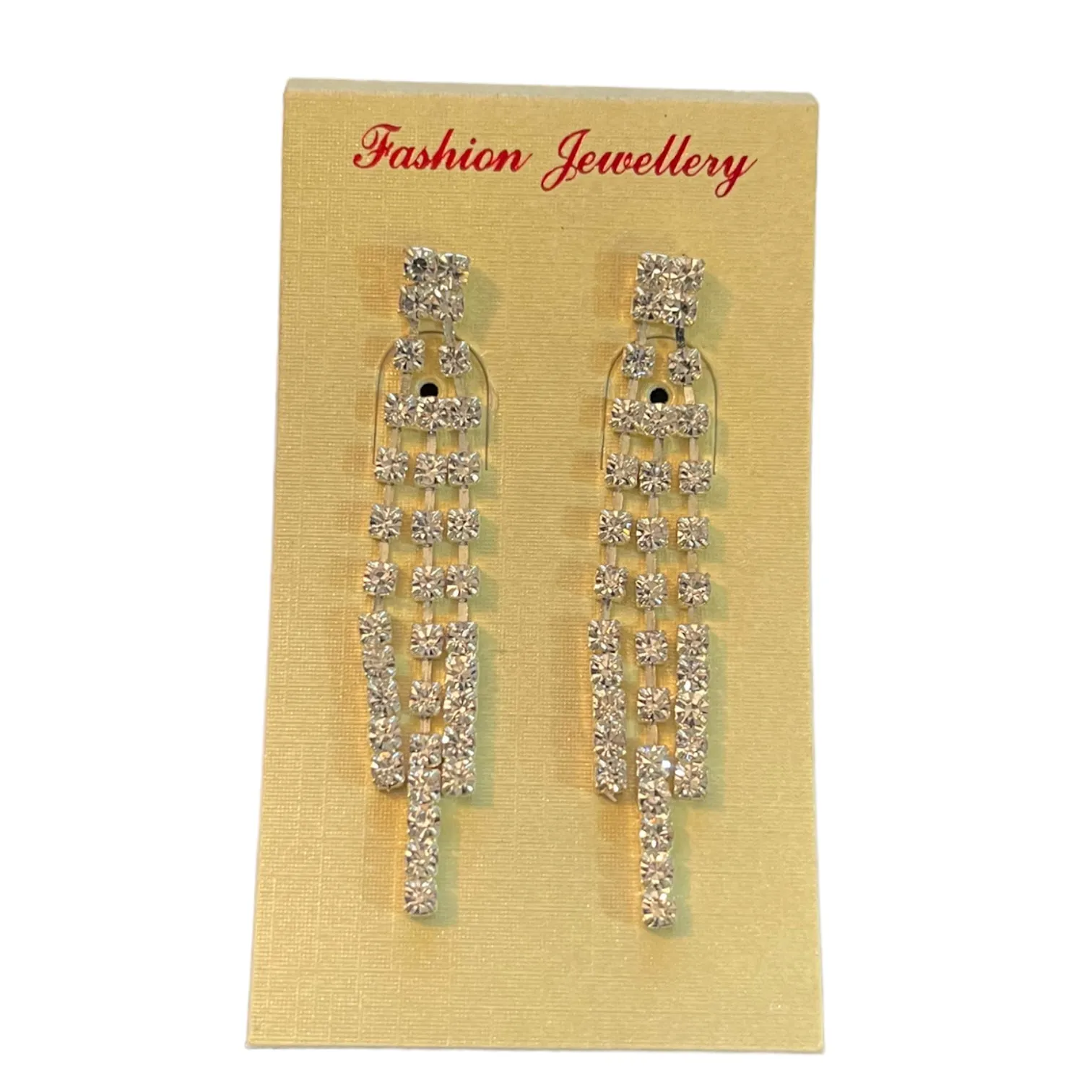 Diamond CZ 3 Strand Bling Drop Dangle Earrings