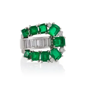 Emerald and Diamond Buckle Ring