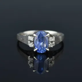 Final Payment Vintage Platinum Diamond Natural Blue Sapphire Ring