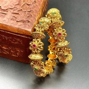 Floral Antique Gold Openable Bangle