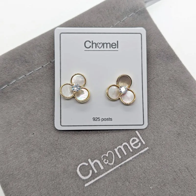 Flower Mother of Pearl Gold Earrings