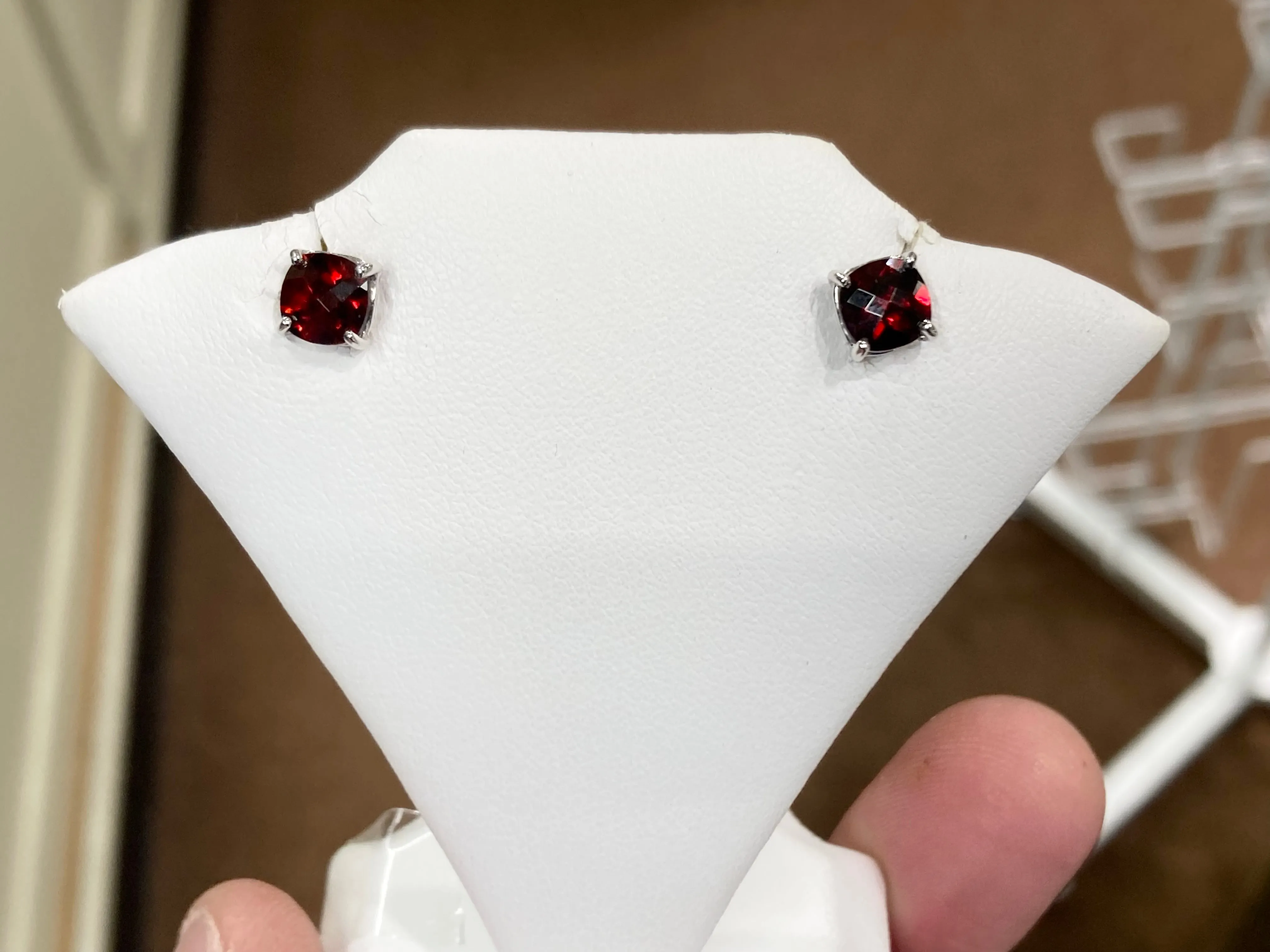 Garnet White Gold Earrings