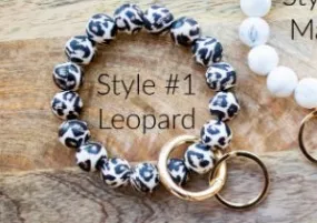 Gemma Key Ring Bangle Keychain Bracelet- Leopard