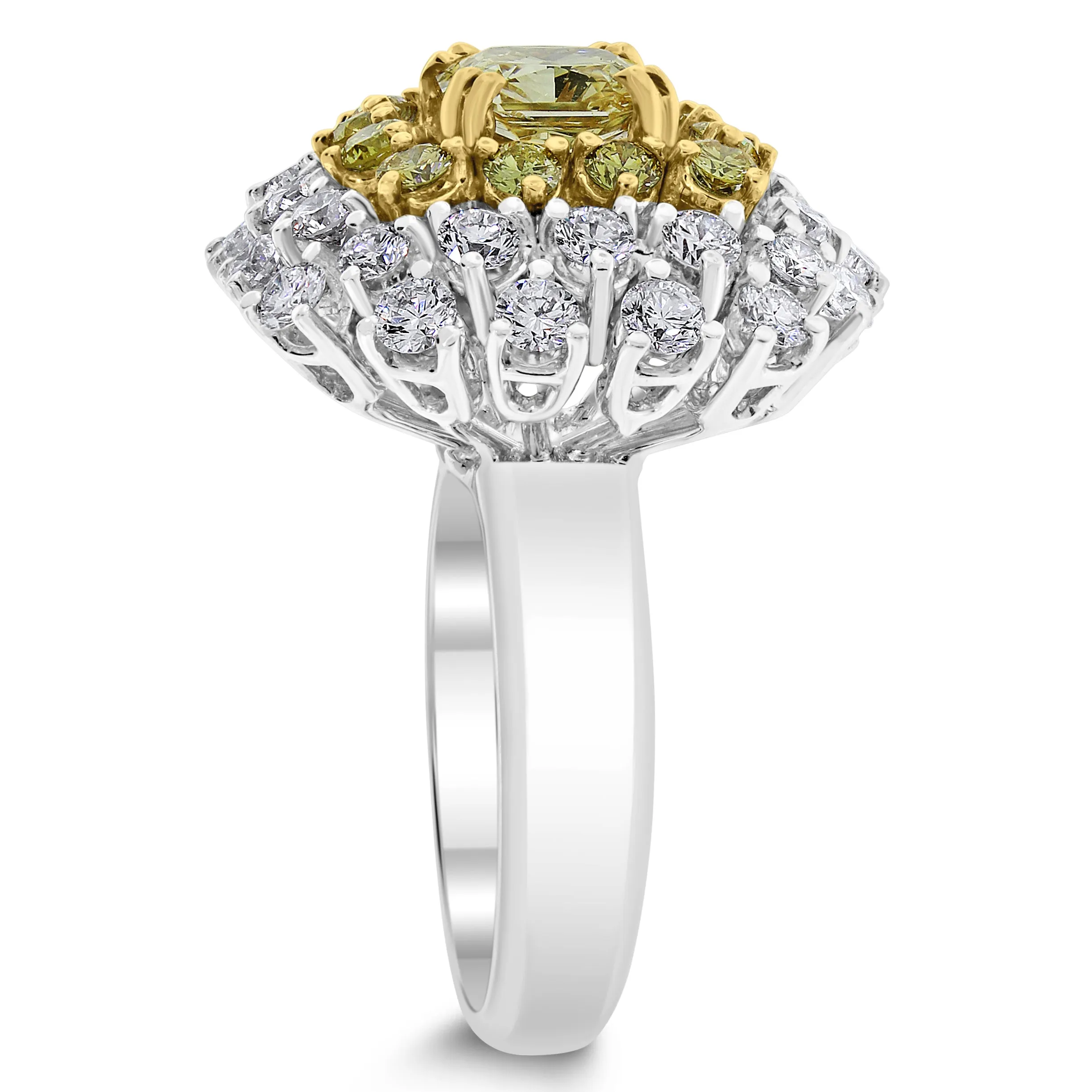 Genelia Yellow Diamond Solitaire Cocktail Ring (3.44 ct Diamonds) in Gold