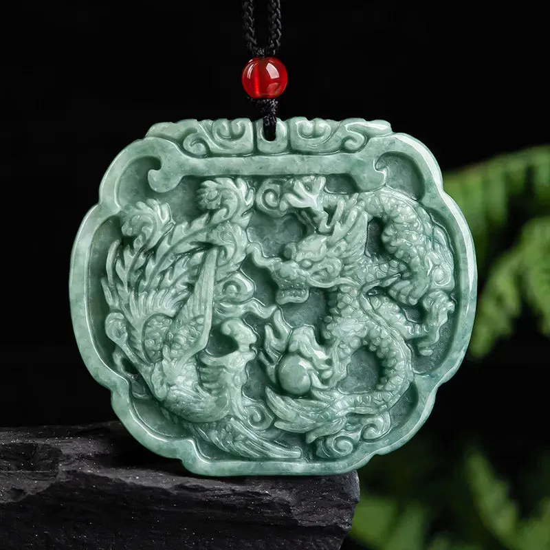 Genuine natural Jadeite Long pai  pendant men's and women's