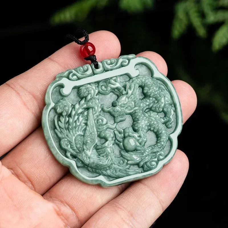 Genuine natural Jadeite Long pai  pendant men's and women's