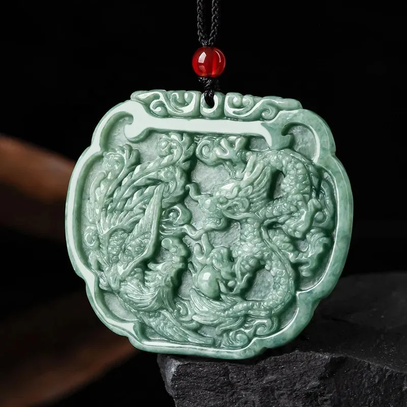 Genuine natural Jadeite Long pai  pendant men's and women's