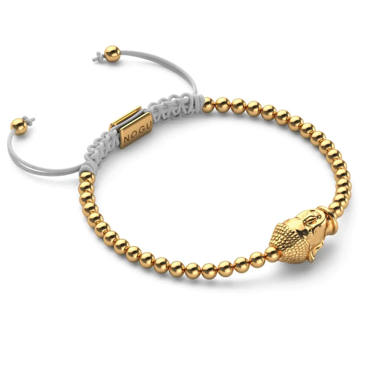 Gilded Buddha | 18k Gold | White | Macrame Charmballa Bracelet