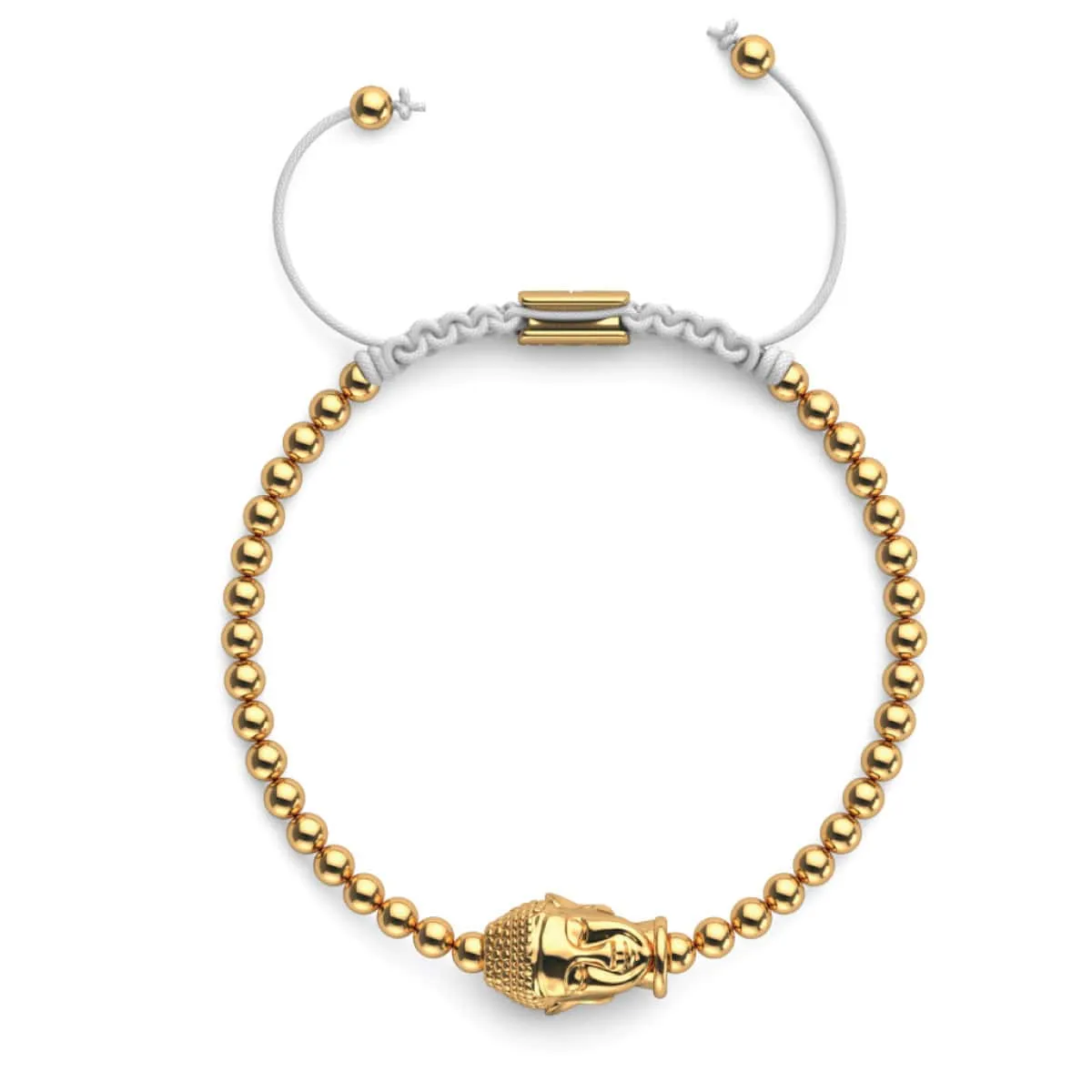 Gilded Buddha | 18k Gold | White | Macrame Charmballa Bracelet