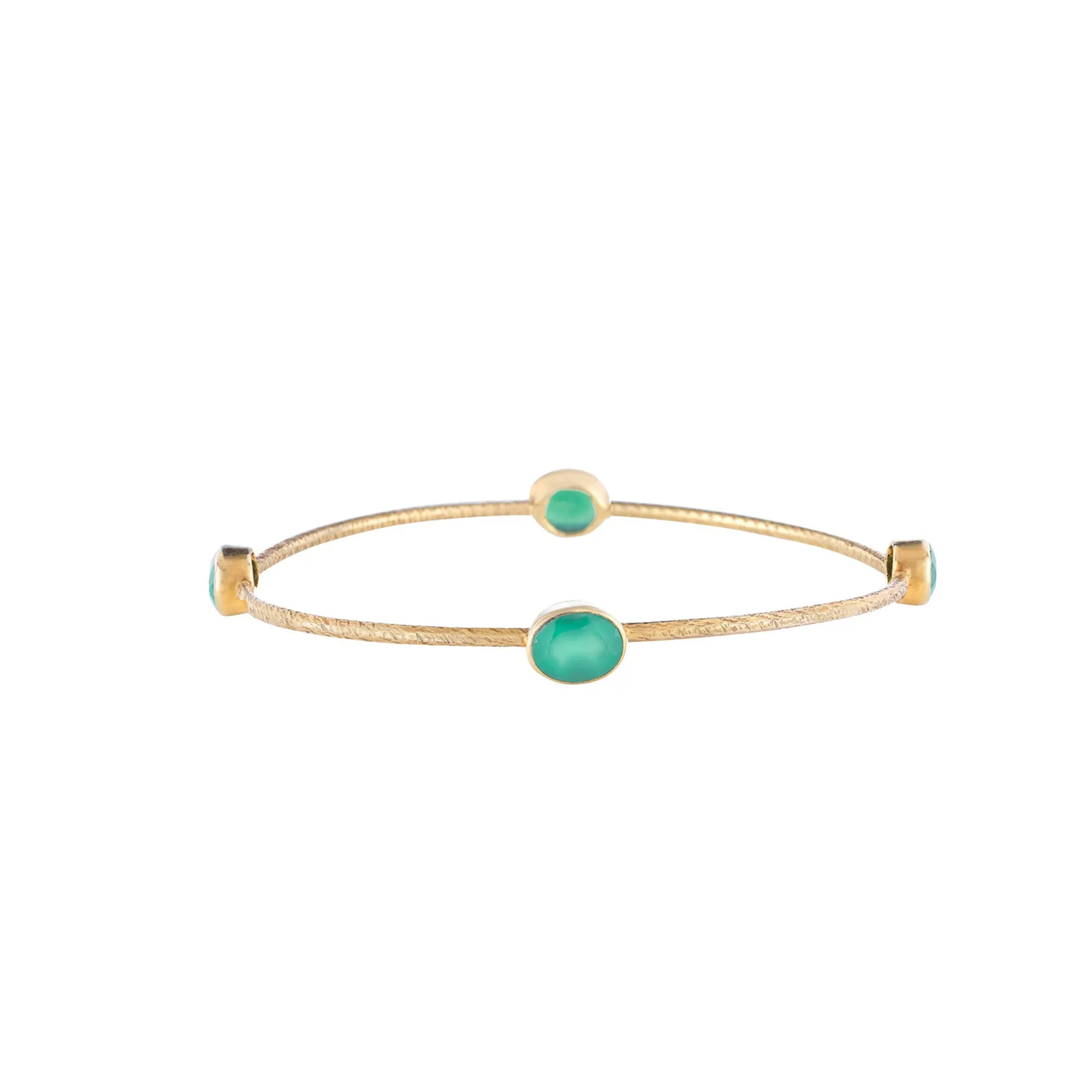 Gold Green Agate Ray Bangle