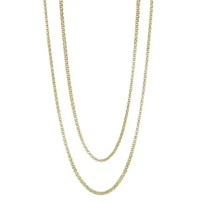 Gold Triple Trace Link Long Chain Necklace