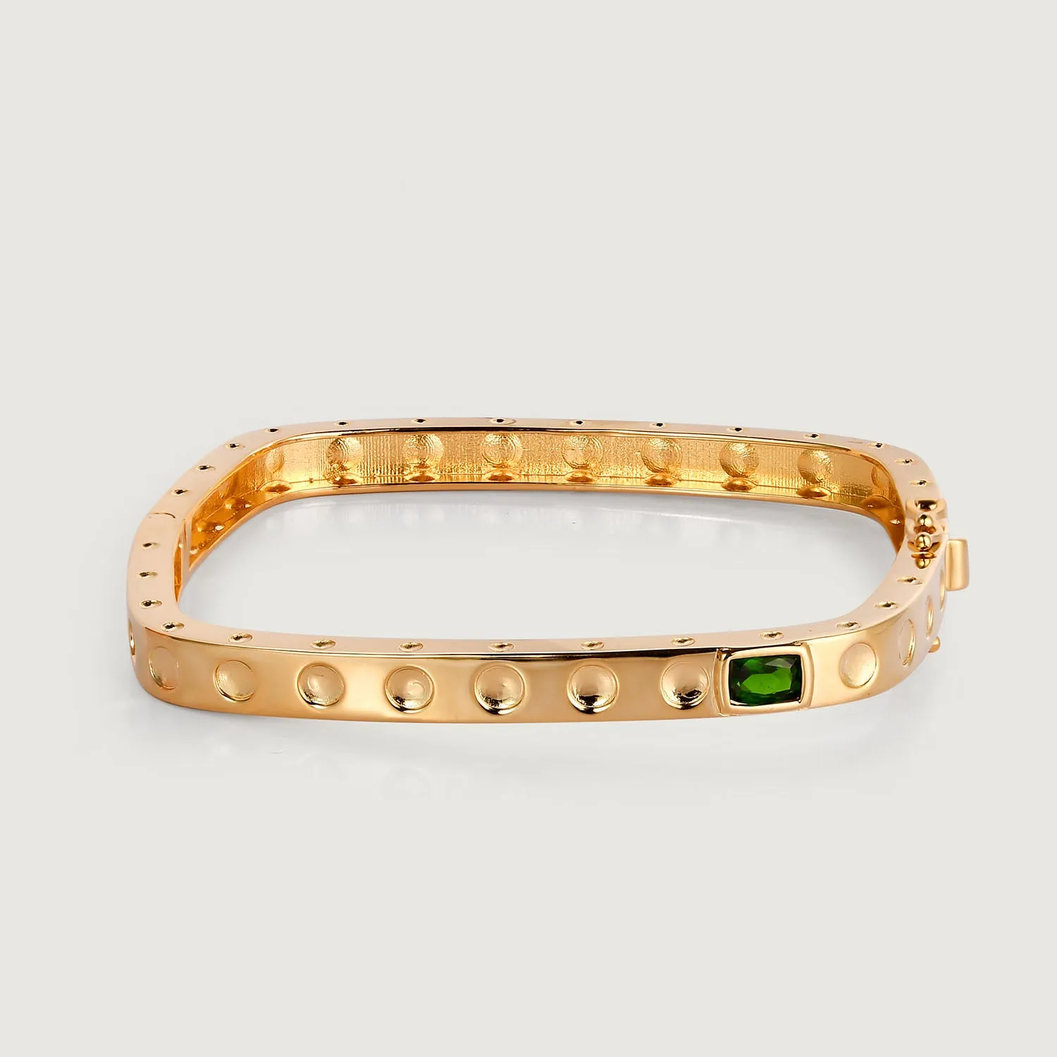 Grecian Hammered Square Bangle with Chrome Diopside