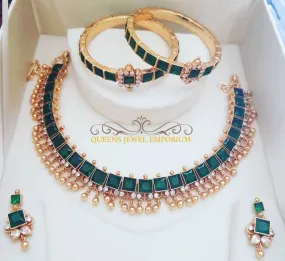 GREEN RETRO NECKLACE SET