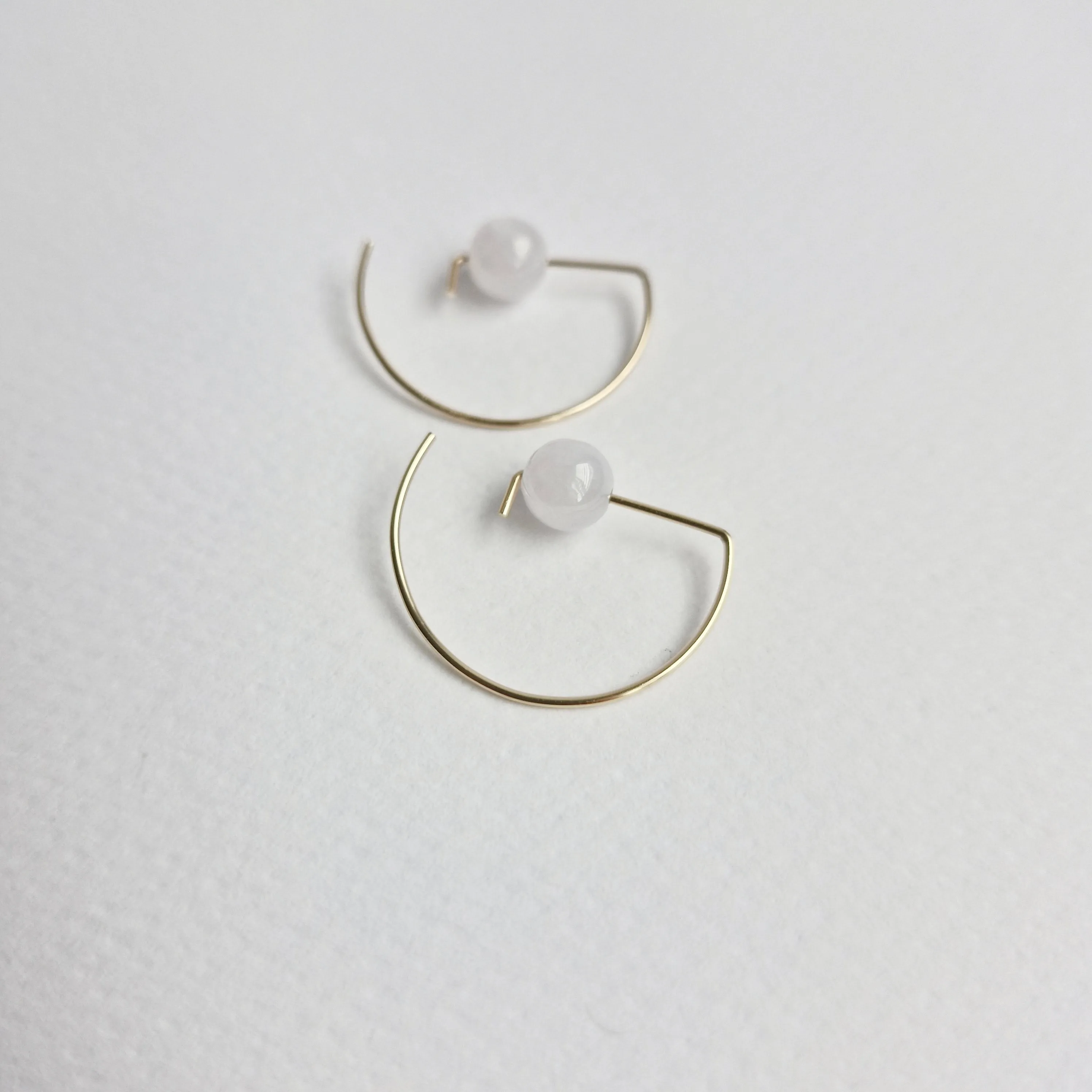 Halfmoon Earrings / White Jade