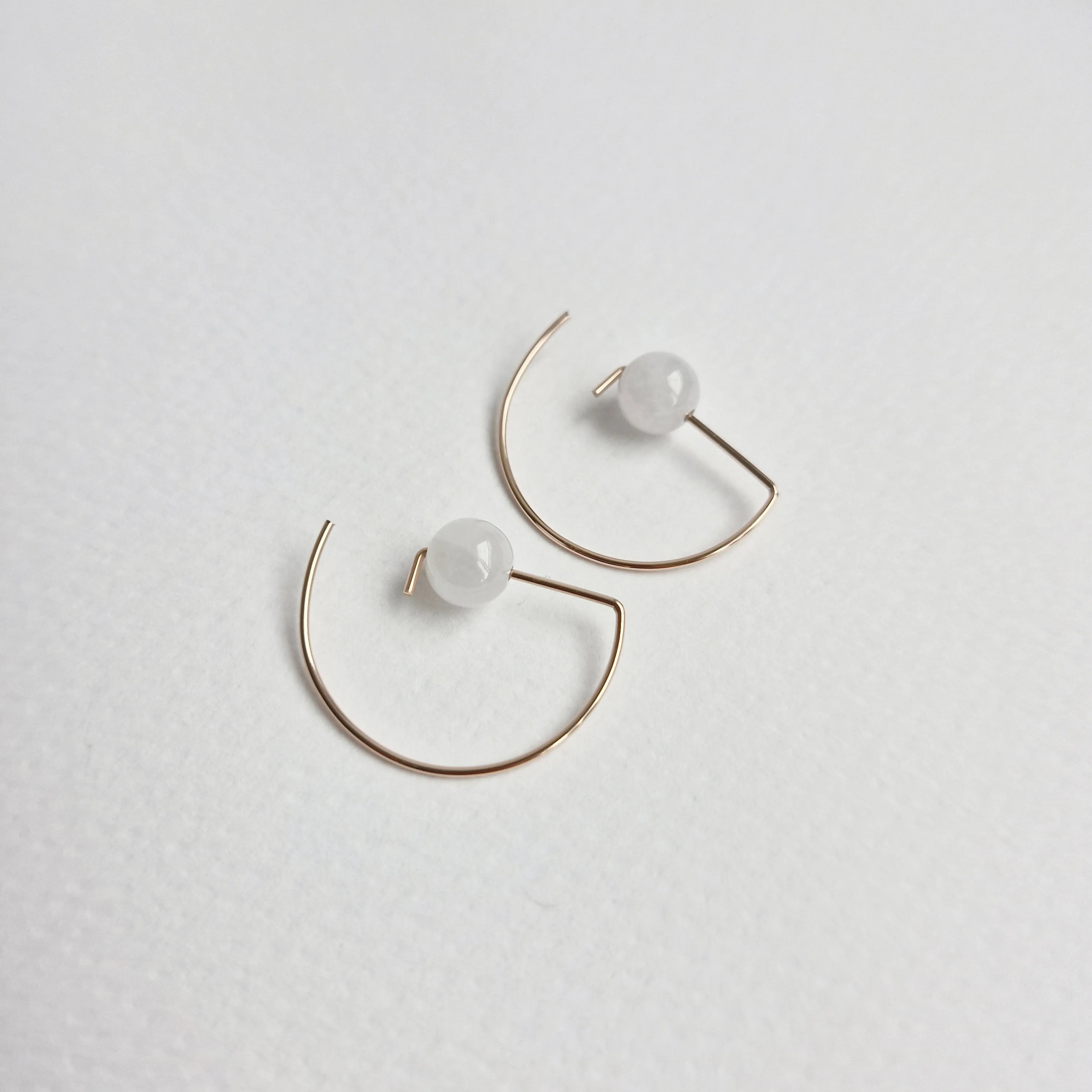 Halfmoon Earrings / White Jade