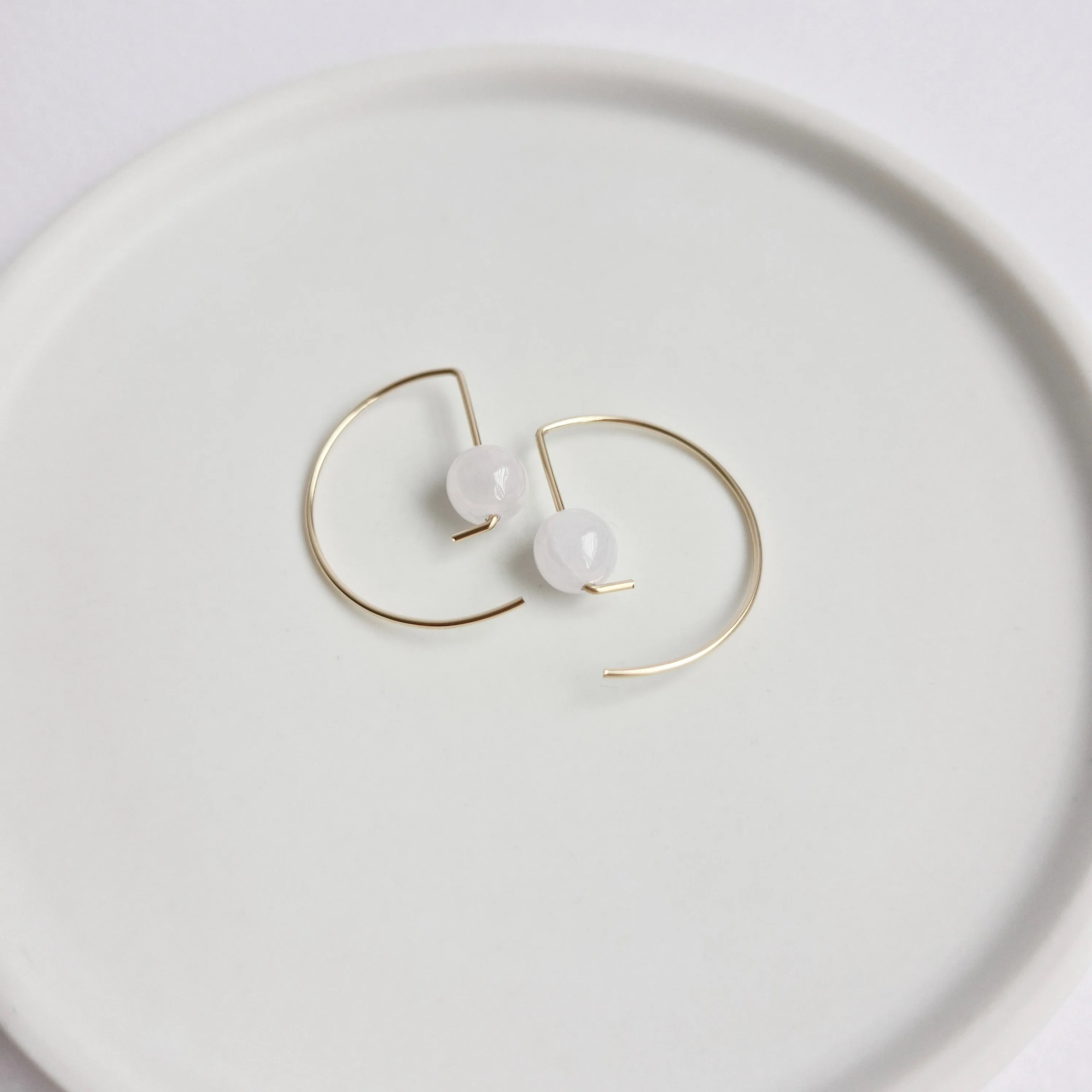 Halfmoon Earrings / White Jade