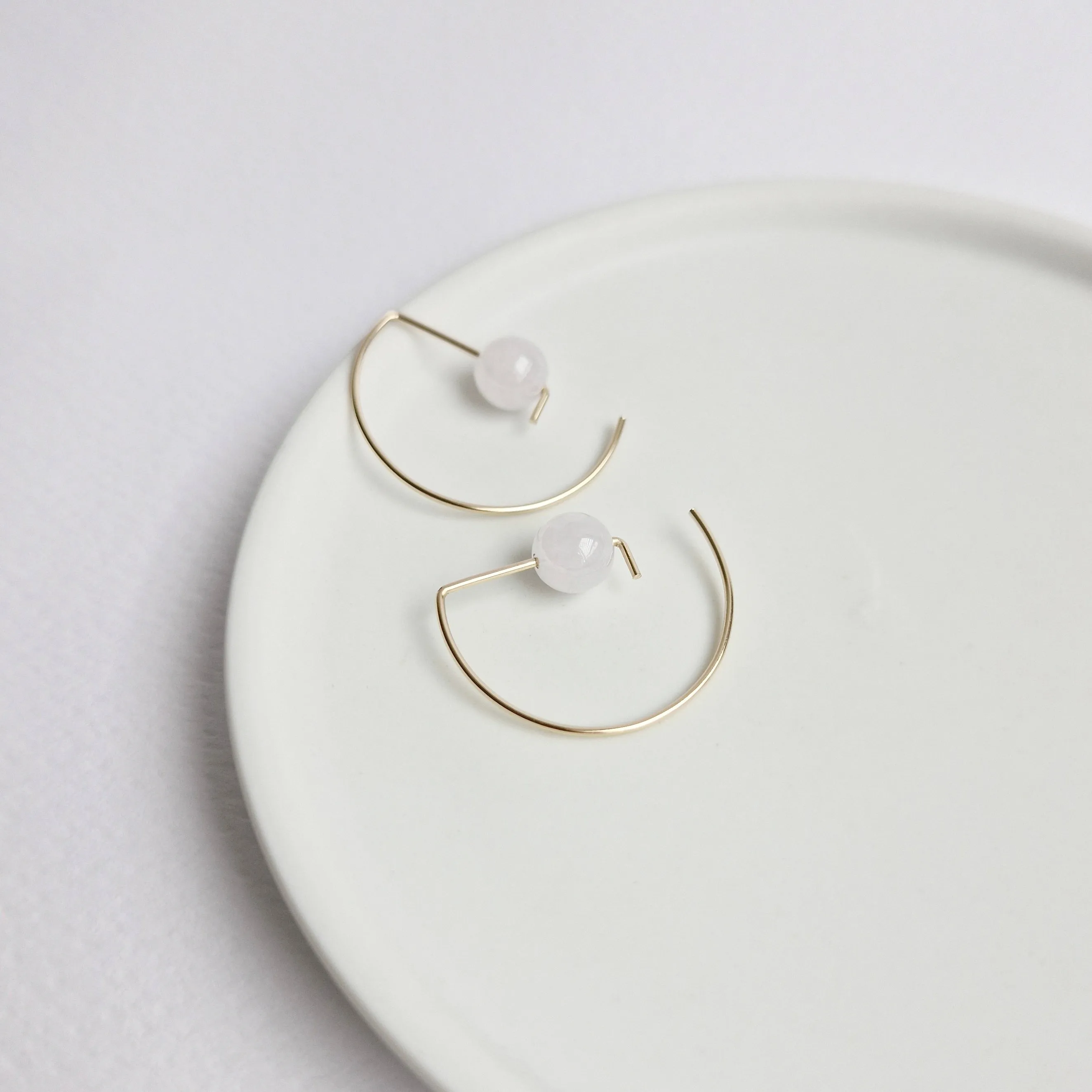 Halfmoon Earrings / White Jade