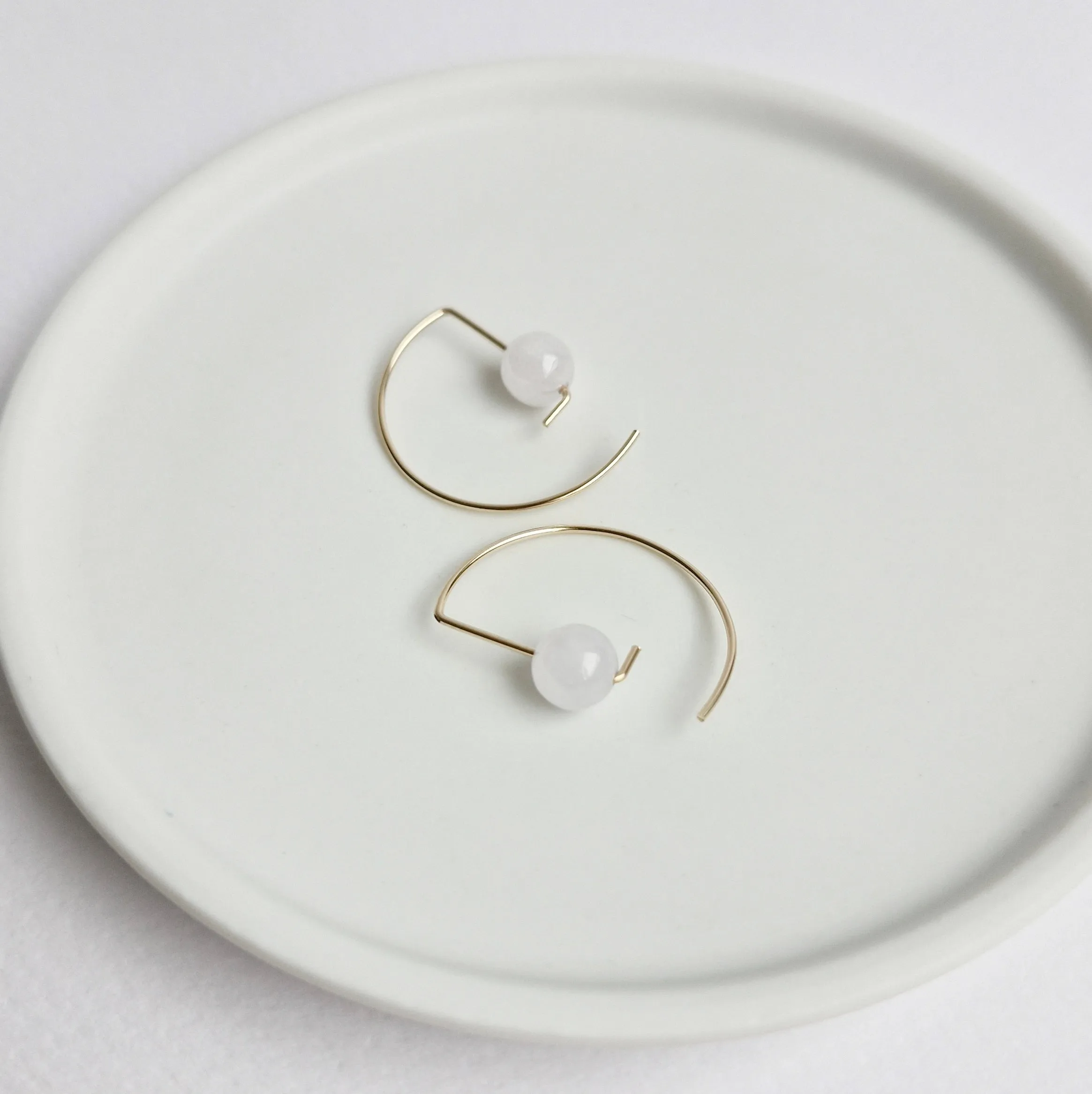 Halfmoon Earrings / White Jade