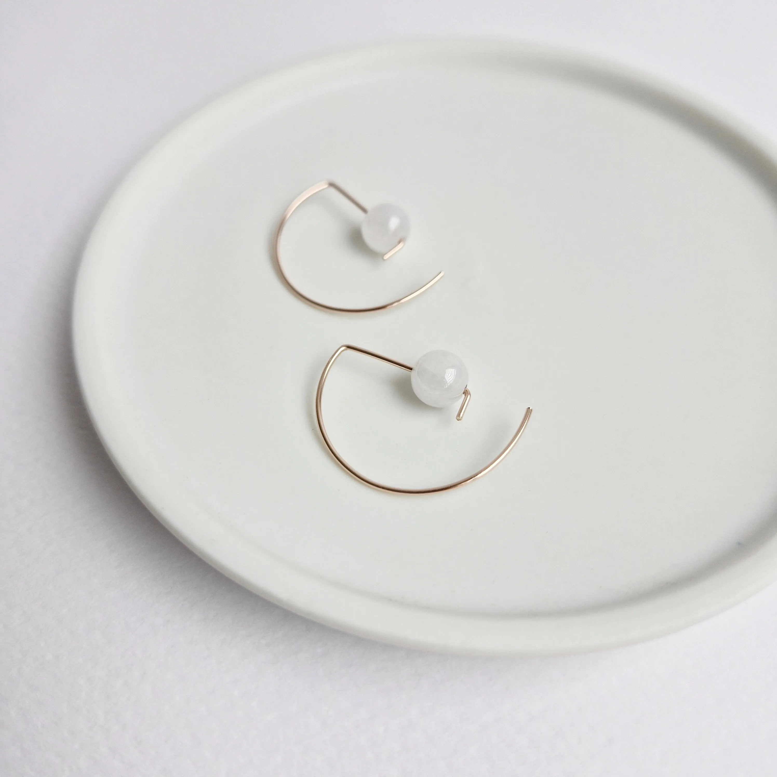 Halfmoon Earrings / White Jade