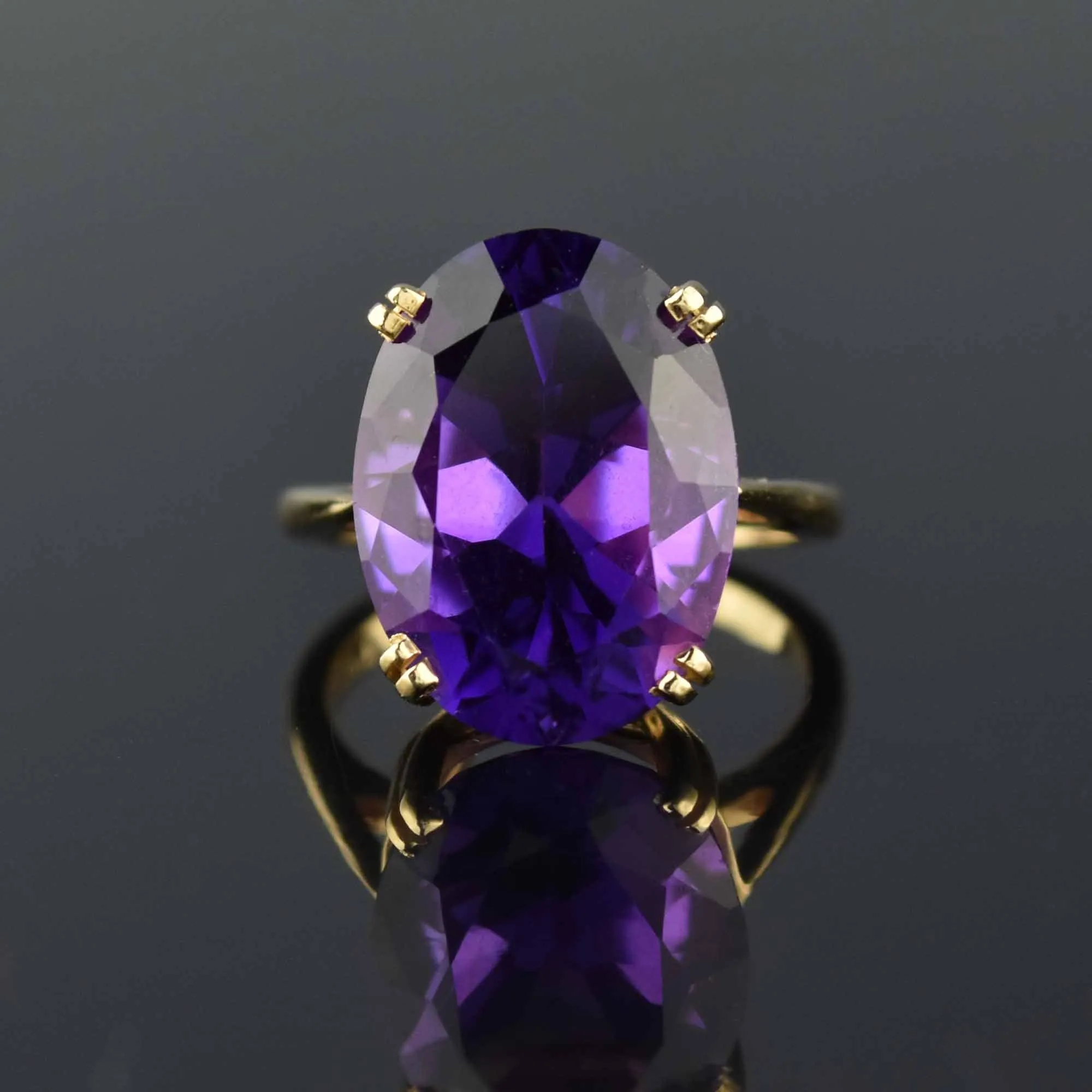 High Profile 14K Gold 9CTW Amethyst Ring