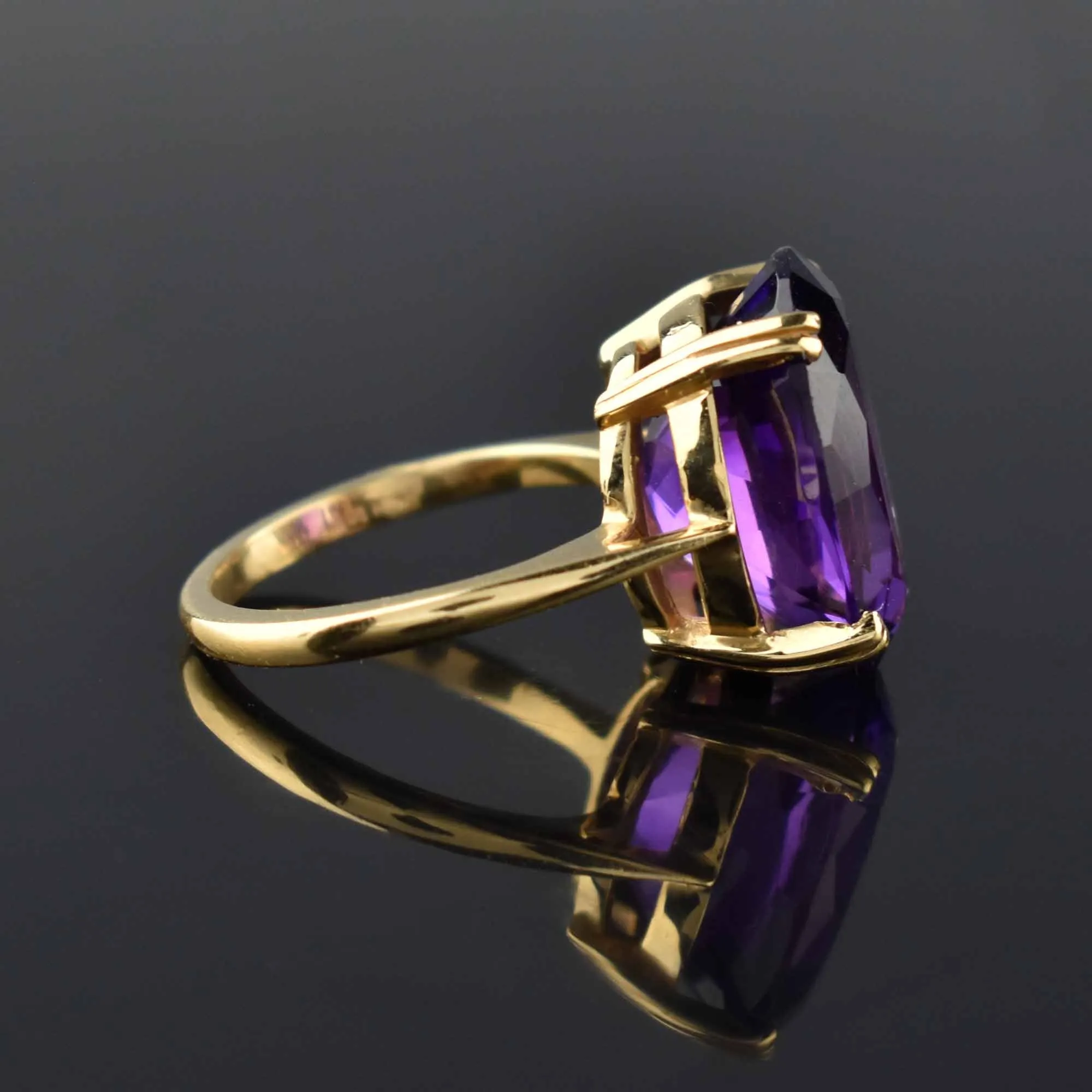 High Profile 14K Gold 9CTW Amethyst Ring