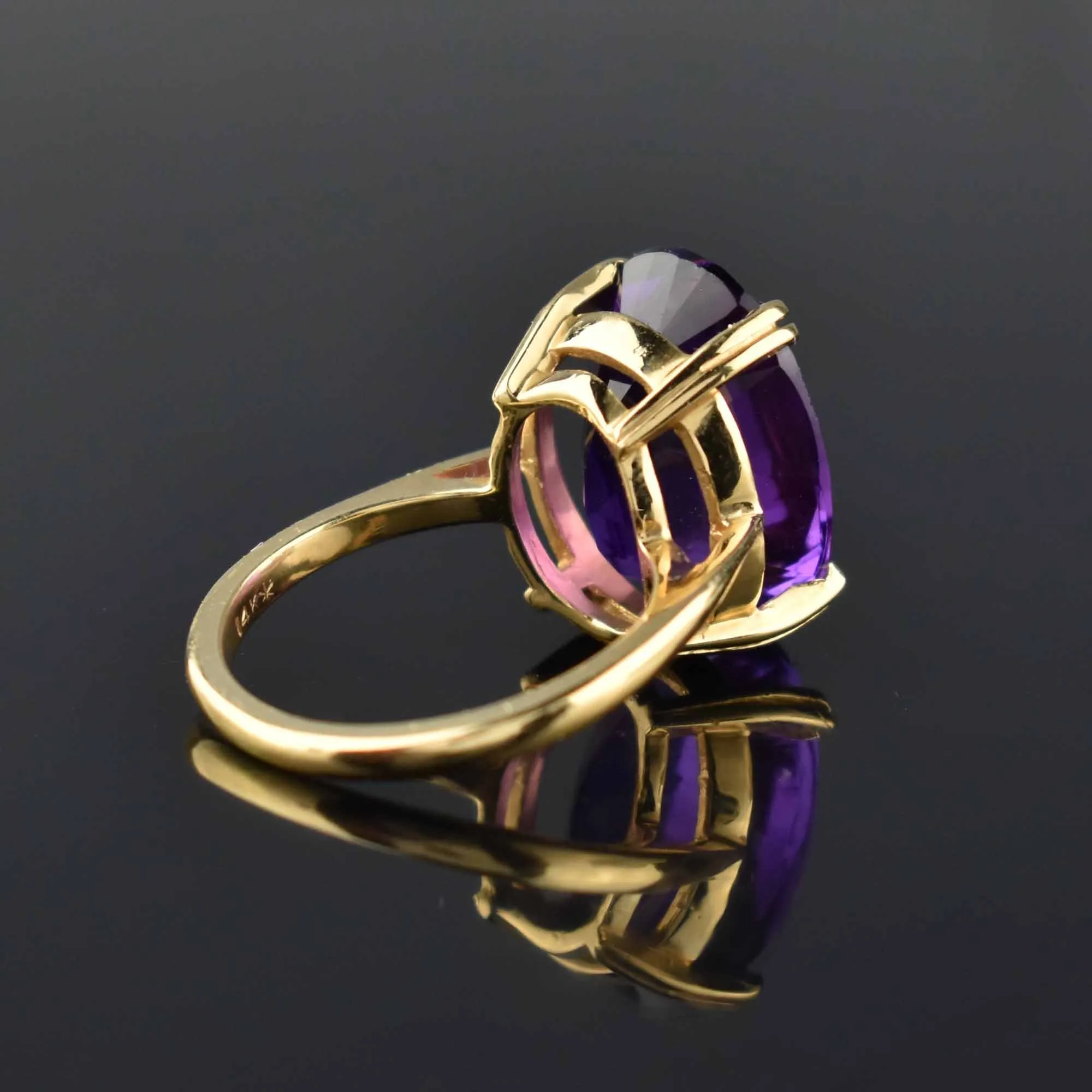 High Profile 14K Gold 9CTW Amethyst Ring