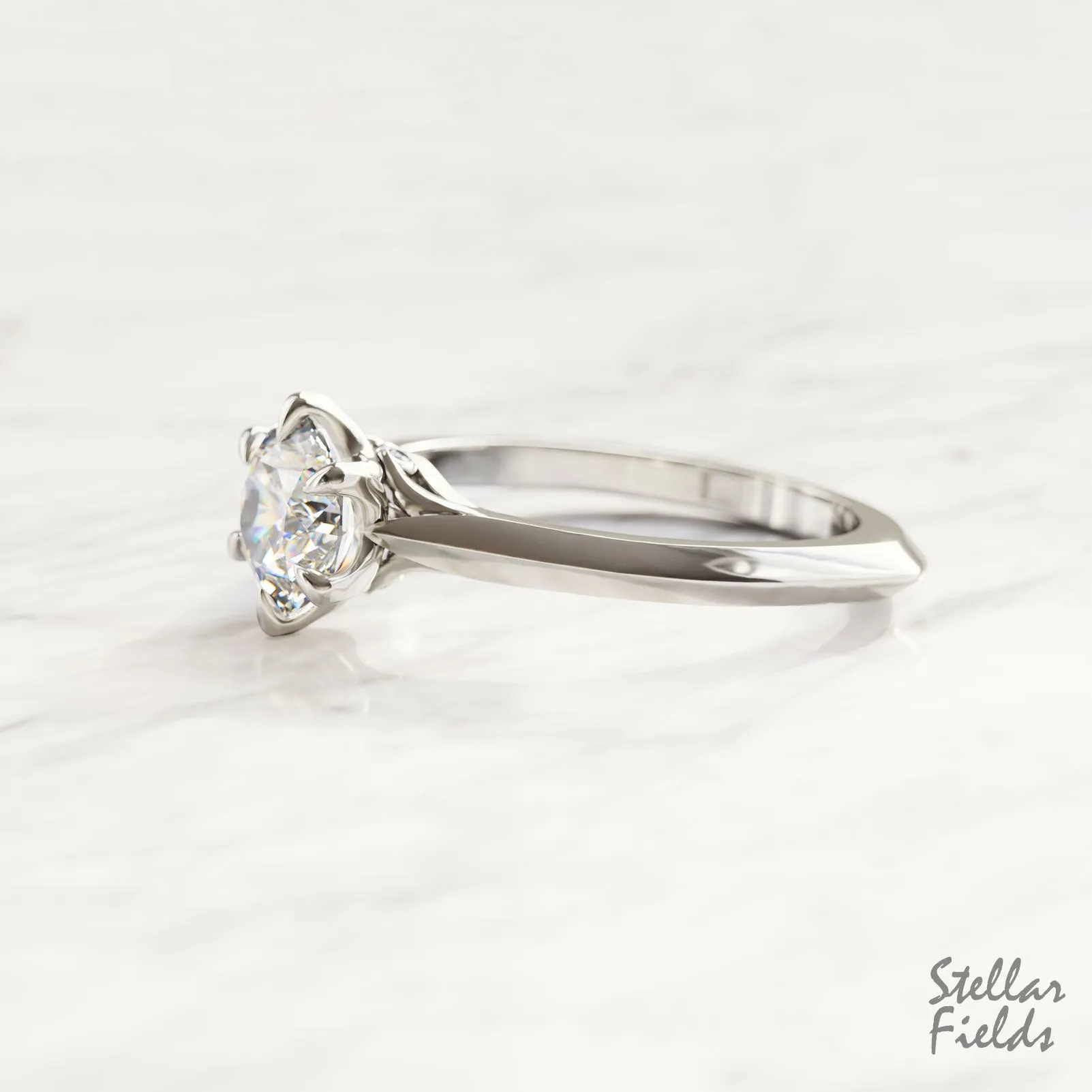 Isabella - Solitaire Engagement Ring 6 Prong Ring Unique Vintage Engagement Ring